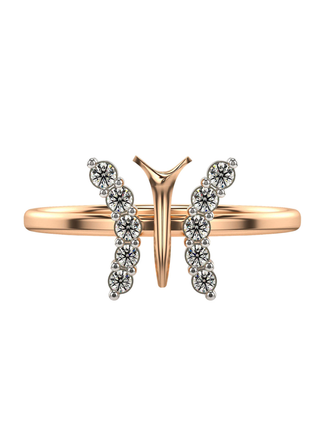 VALANOVA Women Sterling Silver Plated with Rose Gold & Certified Lab Grown Diamond Ring