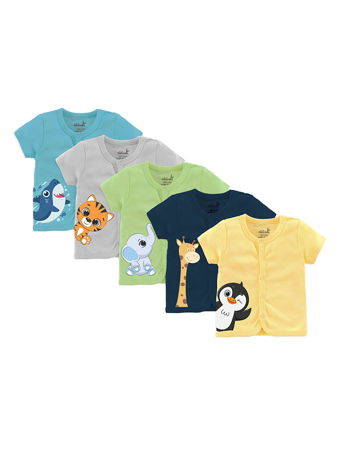 Minicult Infants Pack Of 5 Printed Cotton Jhablas JBL_HF_E004_14_P5