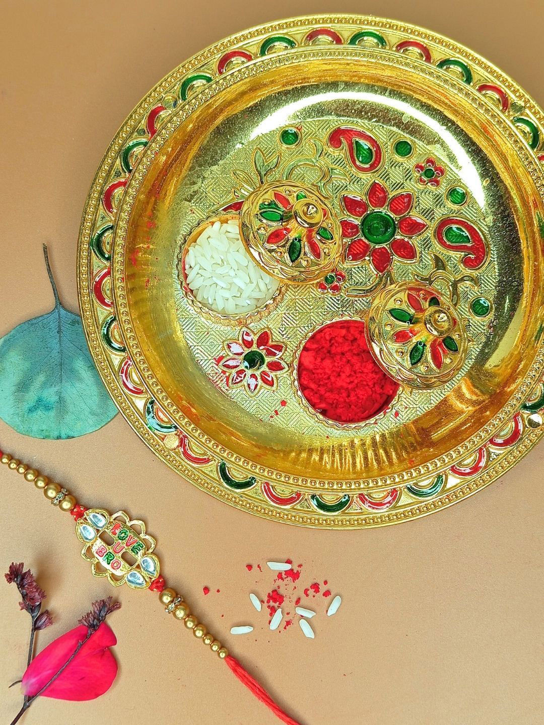 Anouk Love U Bro Rakhi With Funny Card & Thali