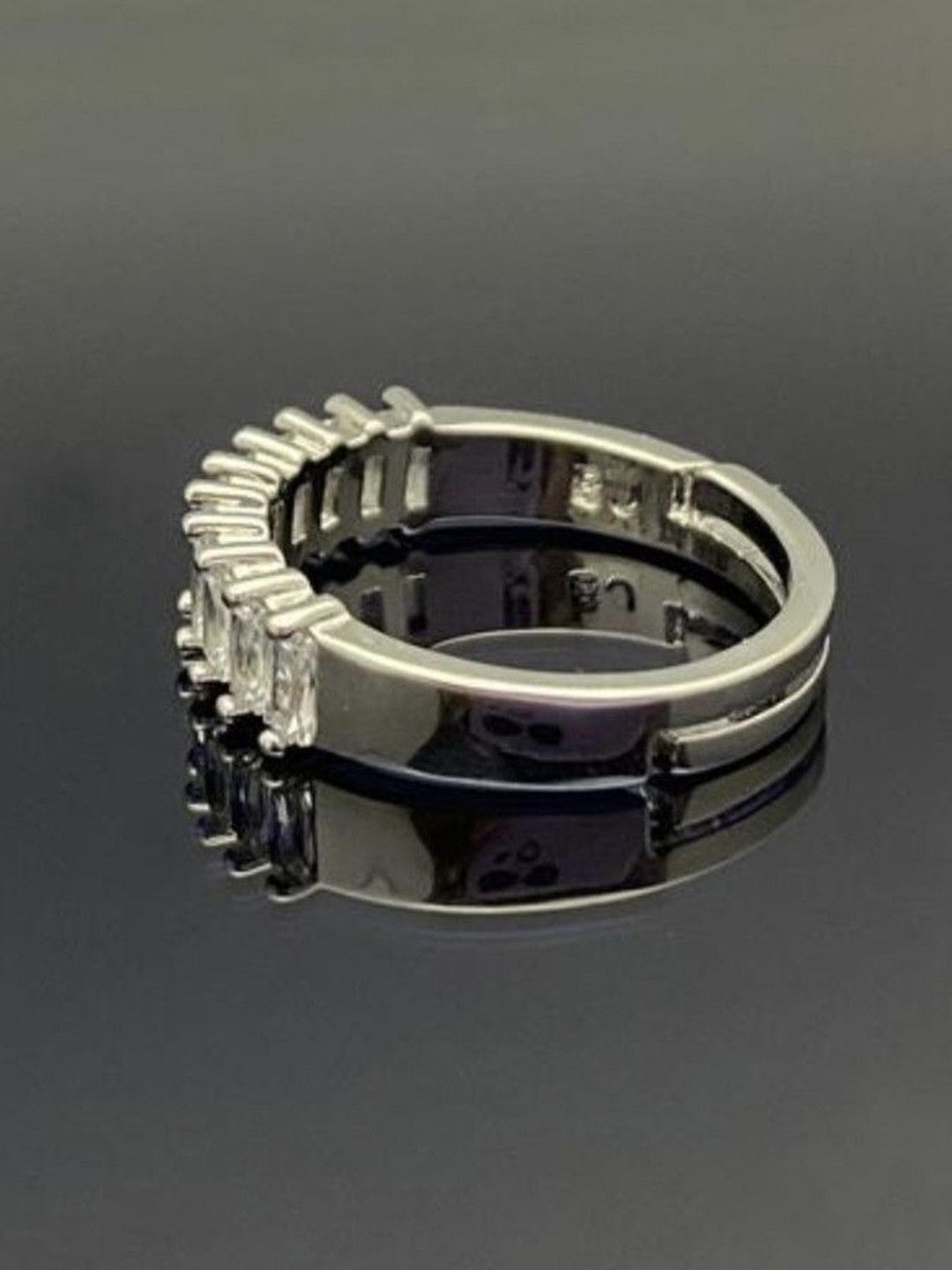 V FASHION JEWELLERY Women 9311 Sliver-Plated American Diamond Adjustable Finger Ring