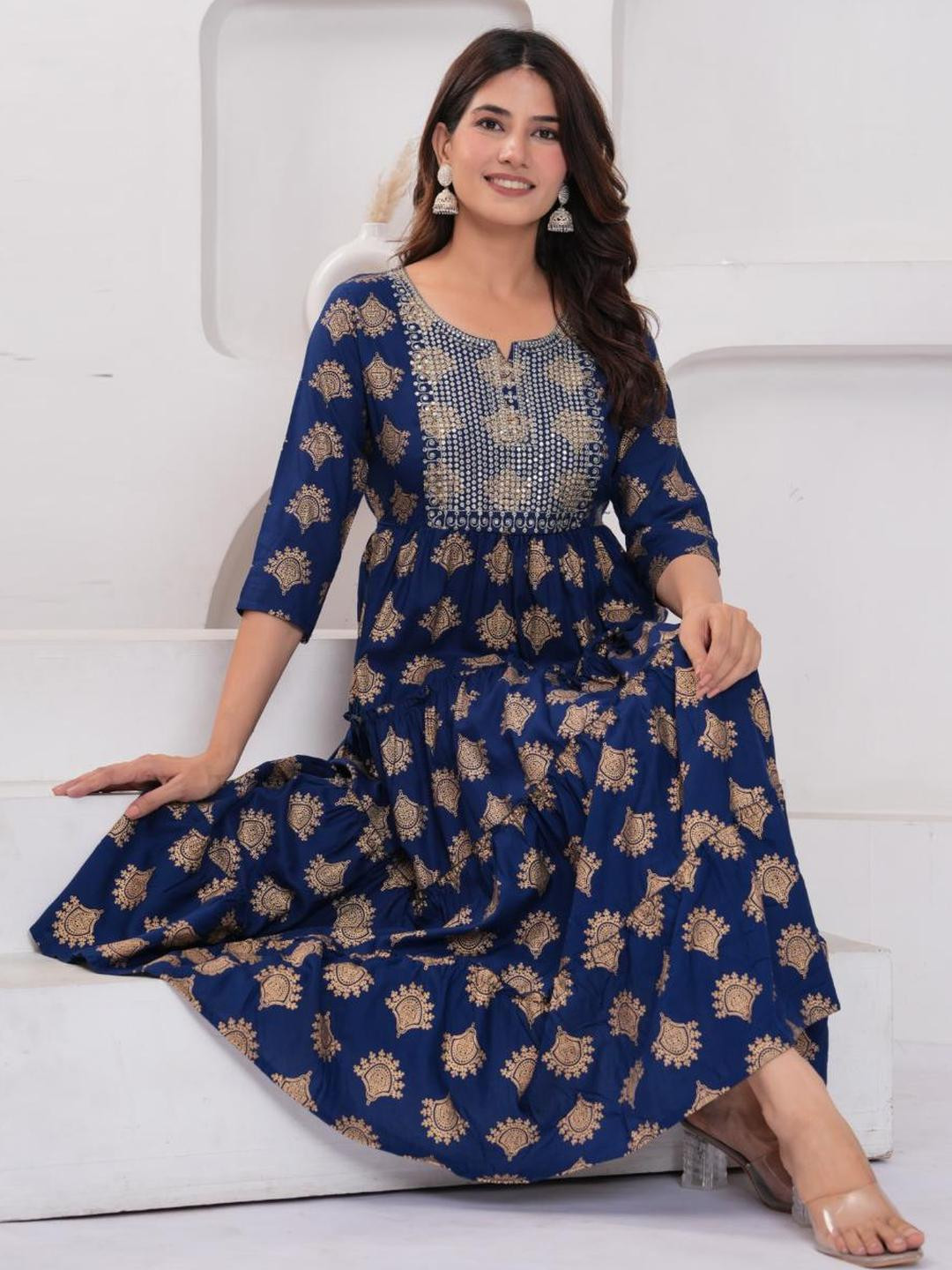 RAINDROP Women Blue Kurtas