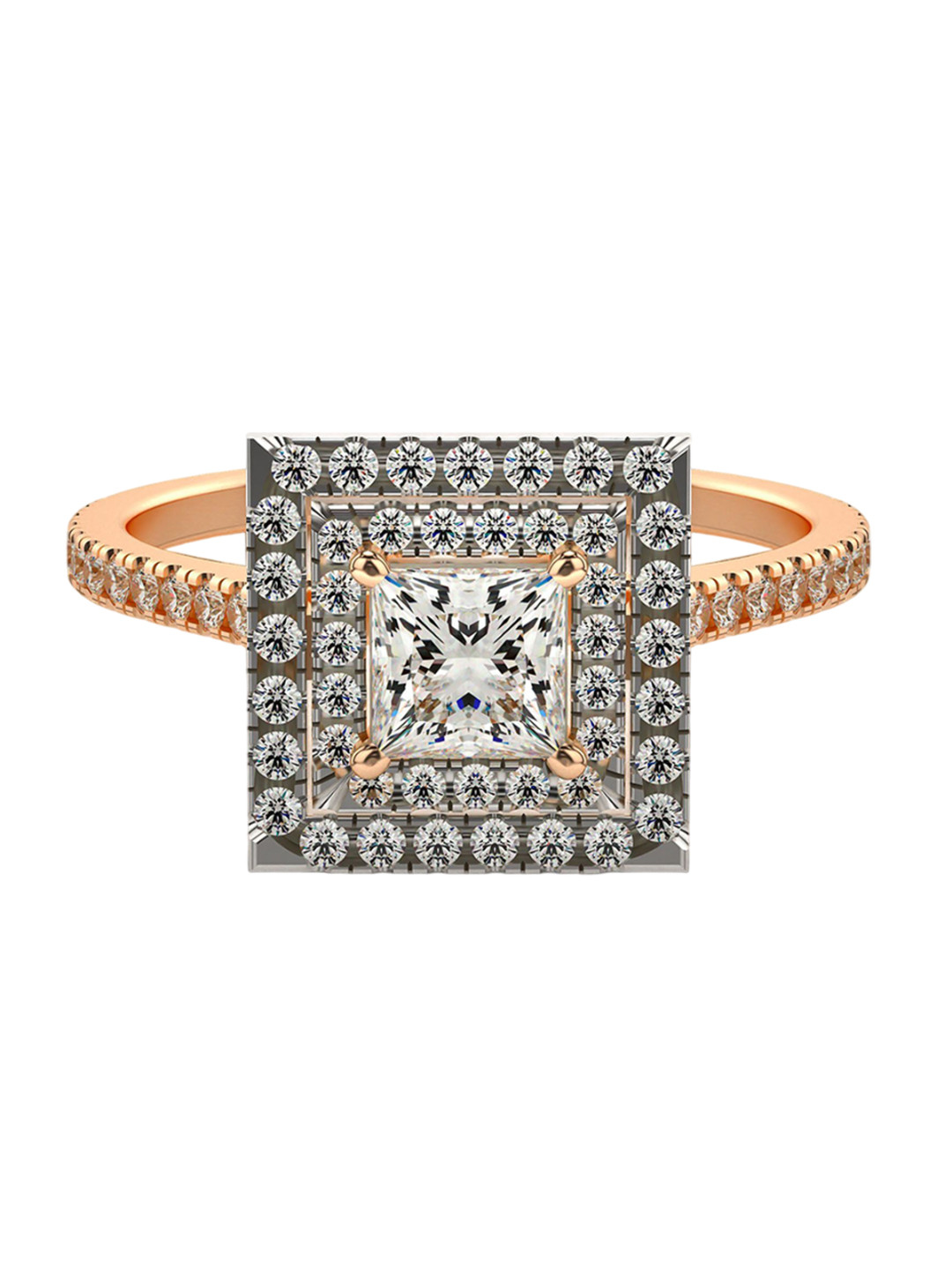VALANOVA Women 18 Kt Rose Gold Lab Grown 0.76 CT Diamond Rings 1.53 gm
