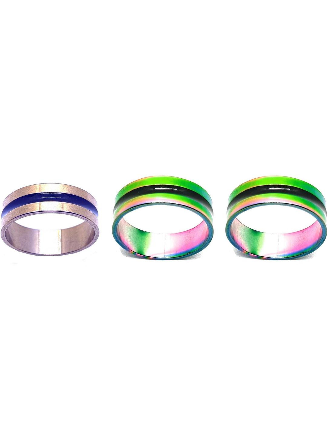 Dynamic Retail Global Set of 3 Rings for Men & Women, Green-Silver Copper Ring ()