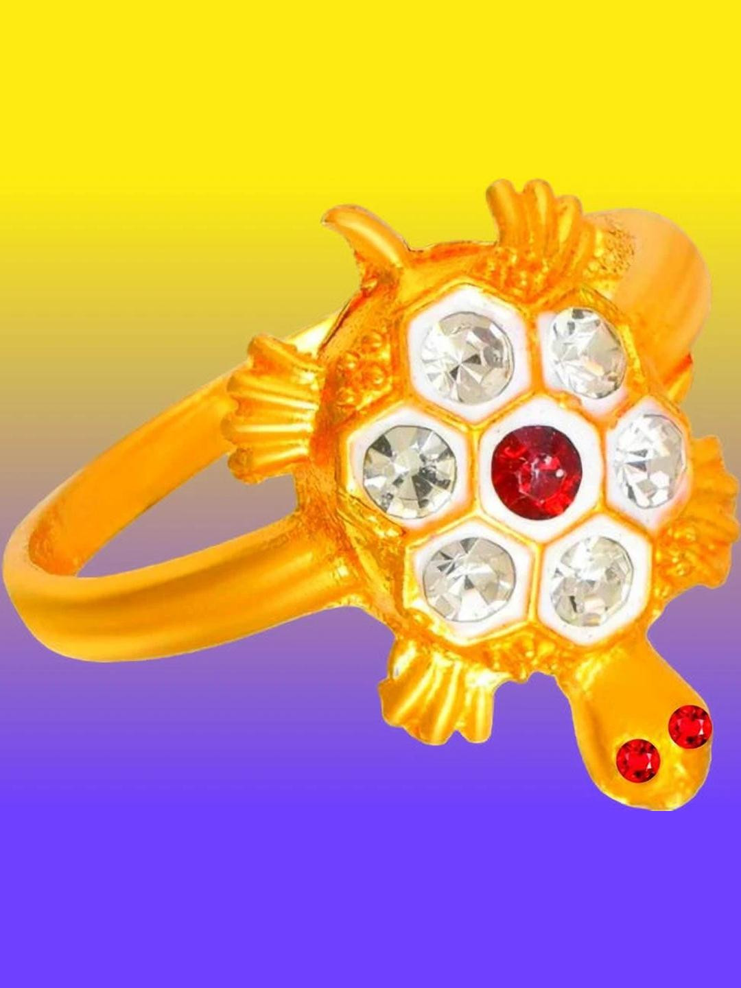 Dynamic Retail Global Tortoise Turtle Kachua Meru Ring for Men Women Boys Girl Vastu Fengshui Q-633T Brass Gold Plated Ring ()