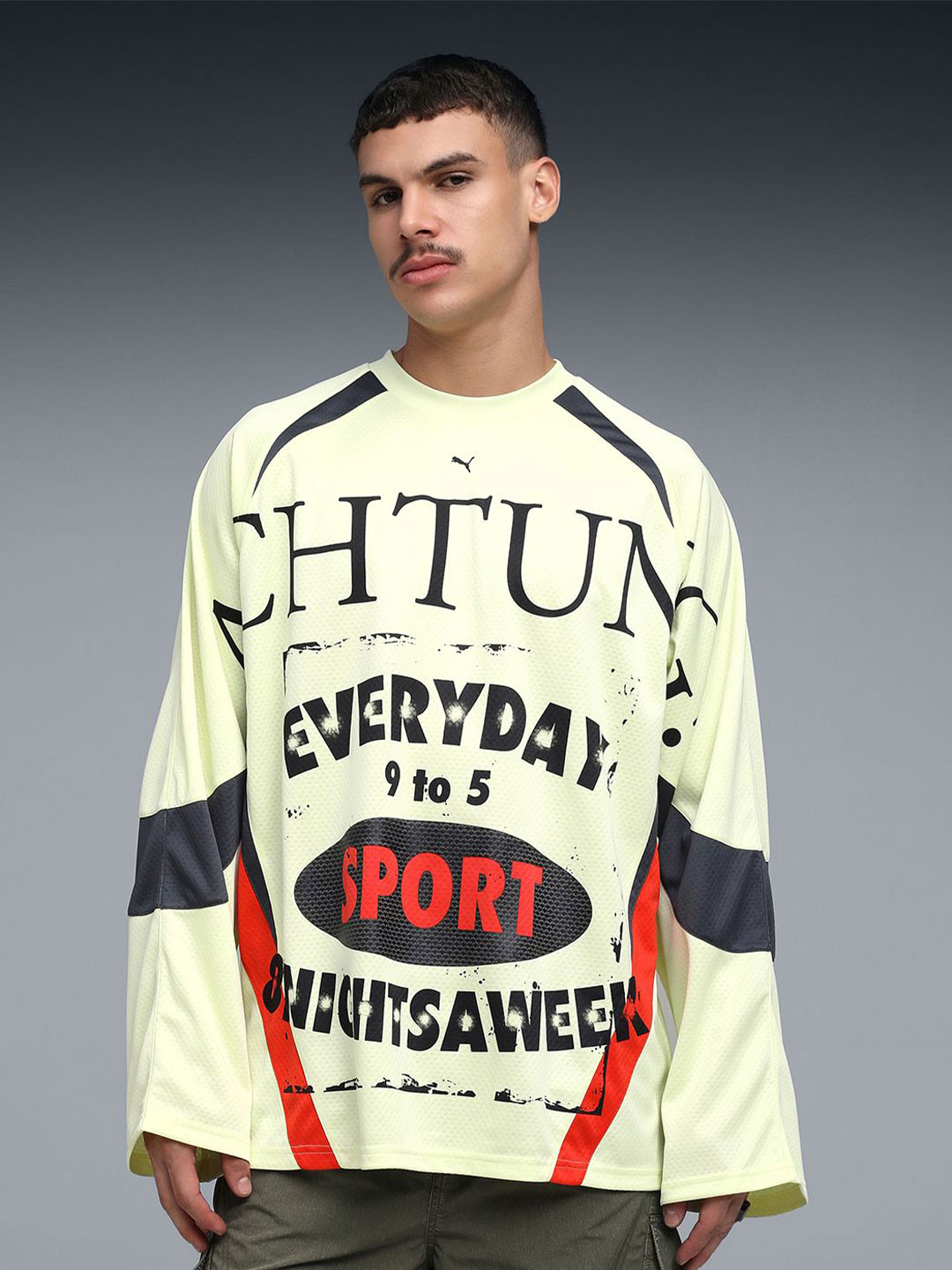 Puma Men Nine To Five Printed Relaxed Fit Long Sleeves Jersey