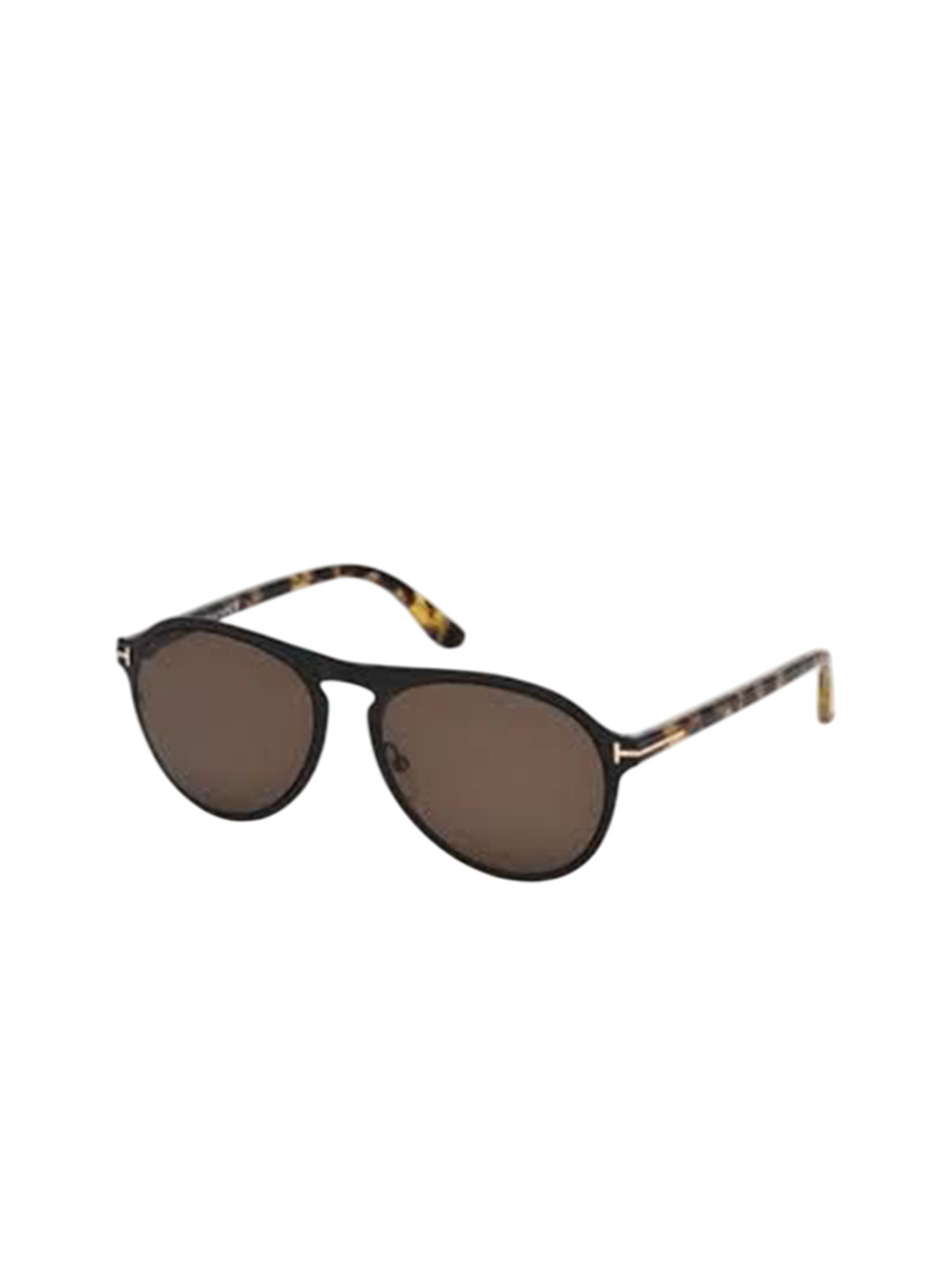 Tom Ford Men Brown Lens & Black Aviator Sunglasses with UV Protected Lens FT0525 56 01E