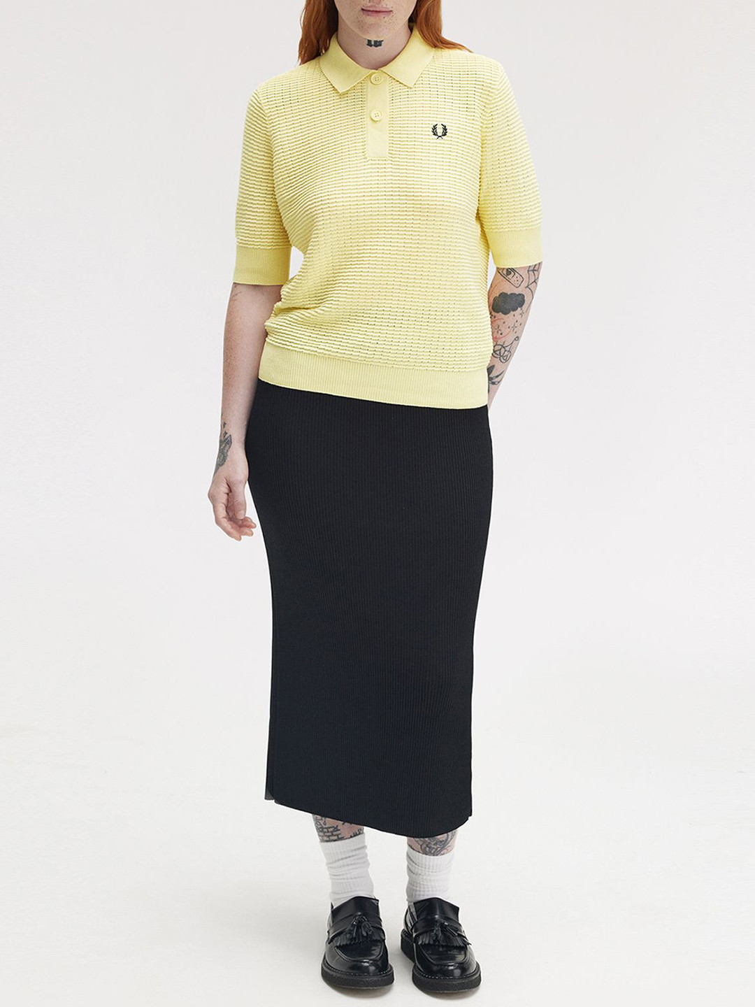 Fred Perry Women Polo Collar Linen Slim Fit T-shirt