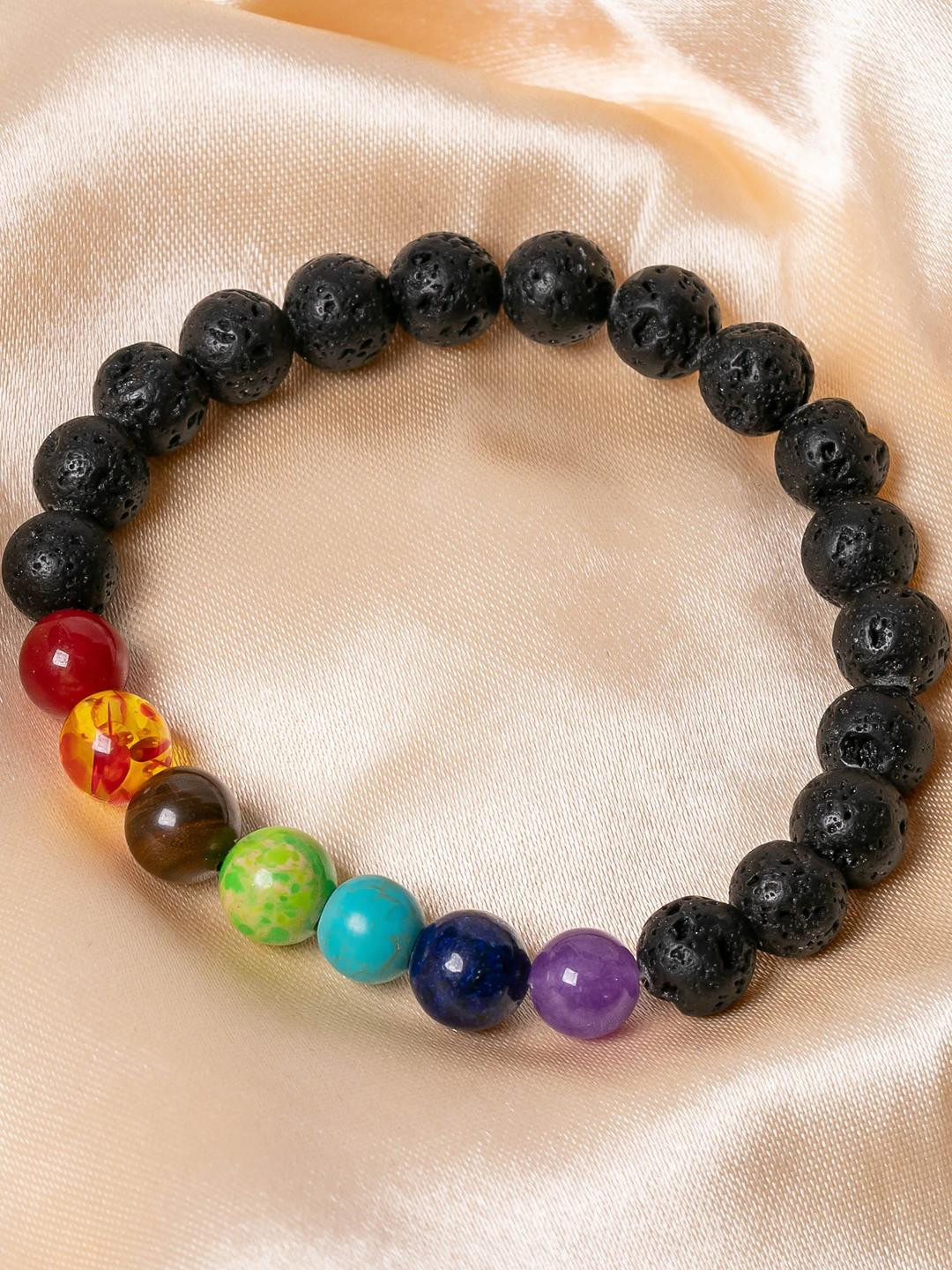 craftNyou Unisex 7 Chakara + Lava Bracelet