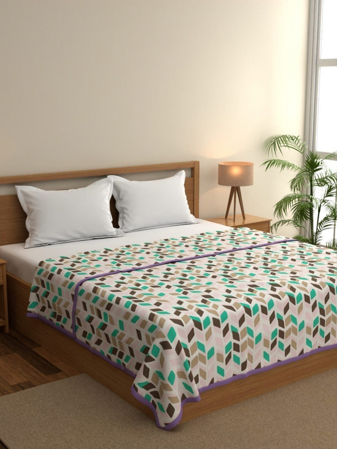 home expressions White Meadow Printed Lightweight Cotton AC Room 150 GSM Double Bed Dohar