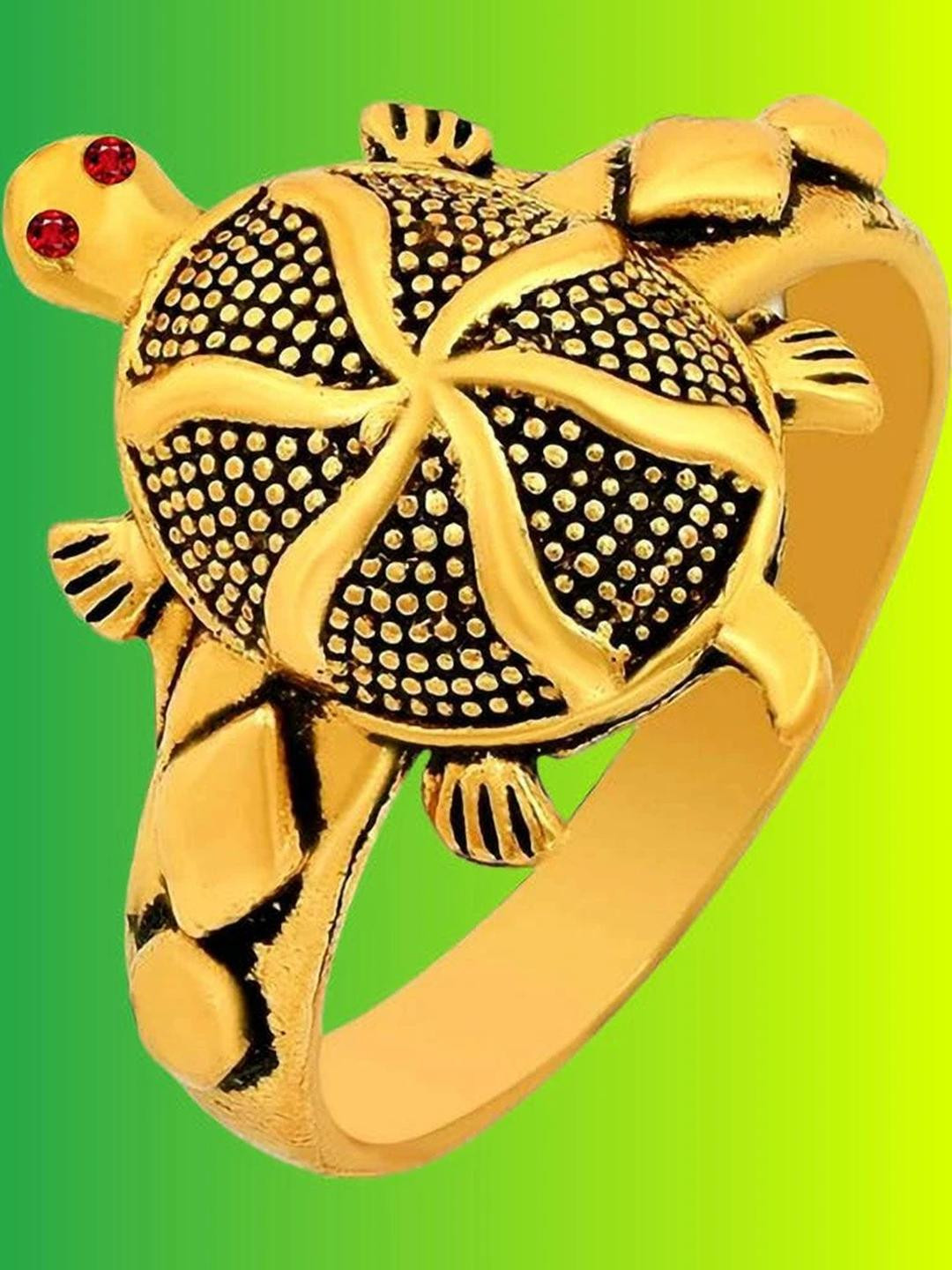 Dynamic Retail Global Tortoise Turtle Kachua Meru Ring for Men Women Boys Girl Vastu Fengshui Q-83T Brass Gold Plated Ring ()