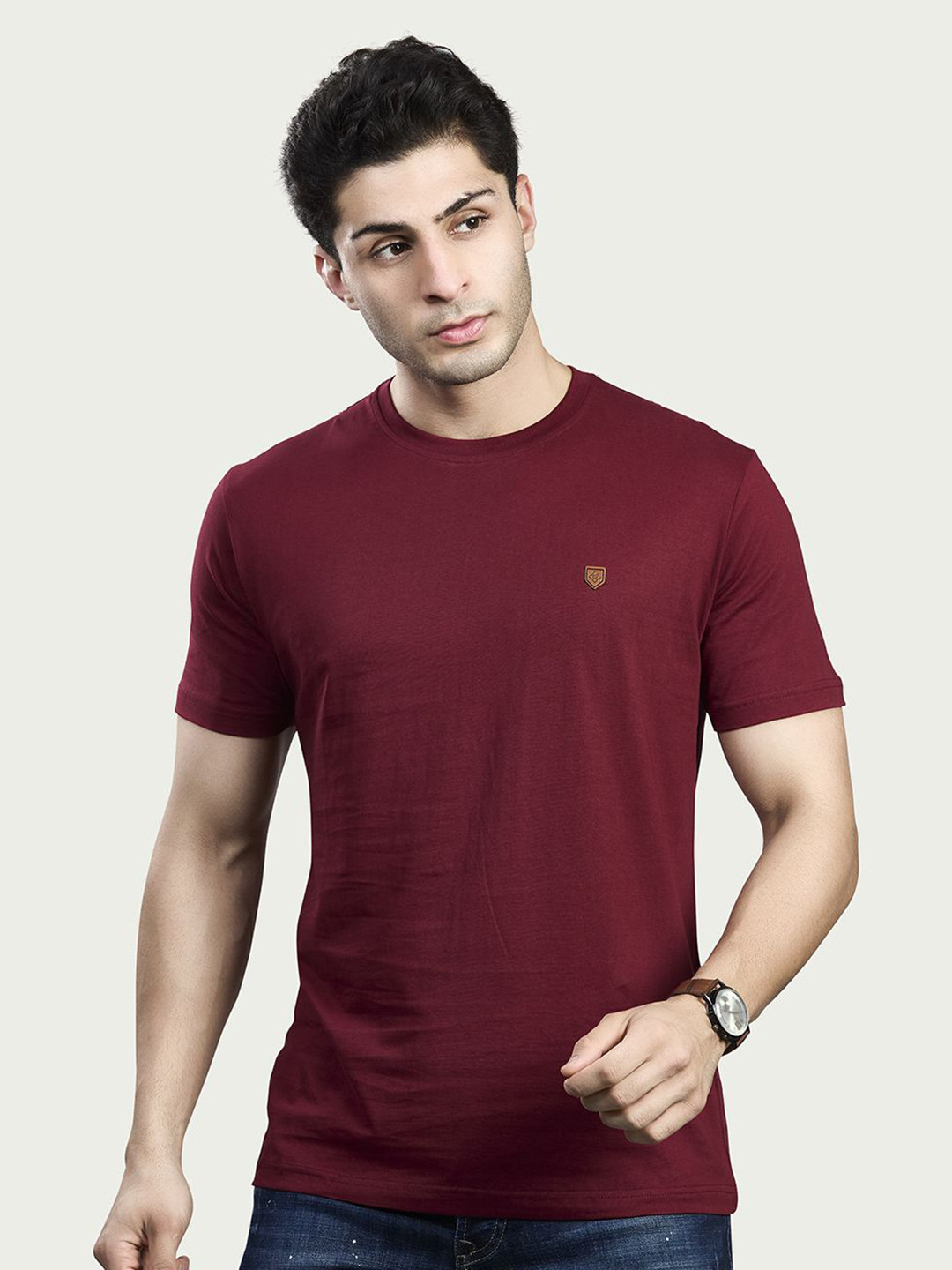 BE POSITIVE Men Regular Fit Half Sleeve Round Neck Pure Cotton T-shirt