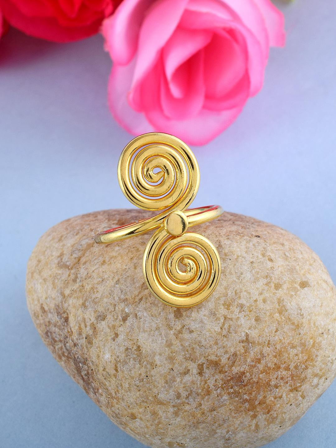 Brass Goldplated Spiral design free size Handmade Fashion Finger ring Women