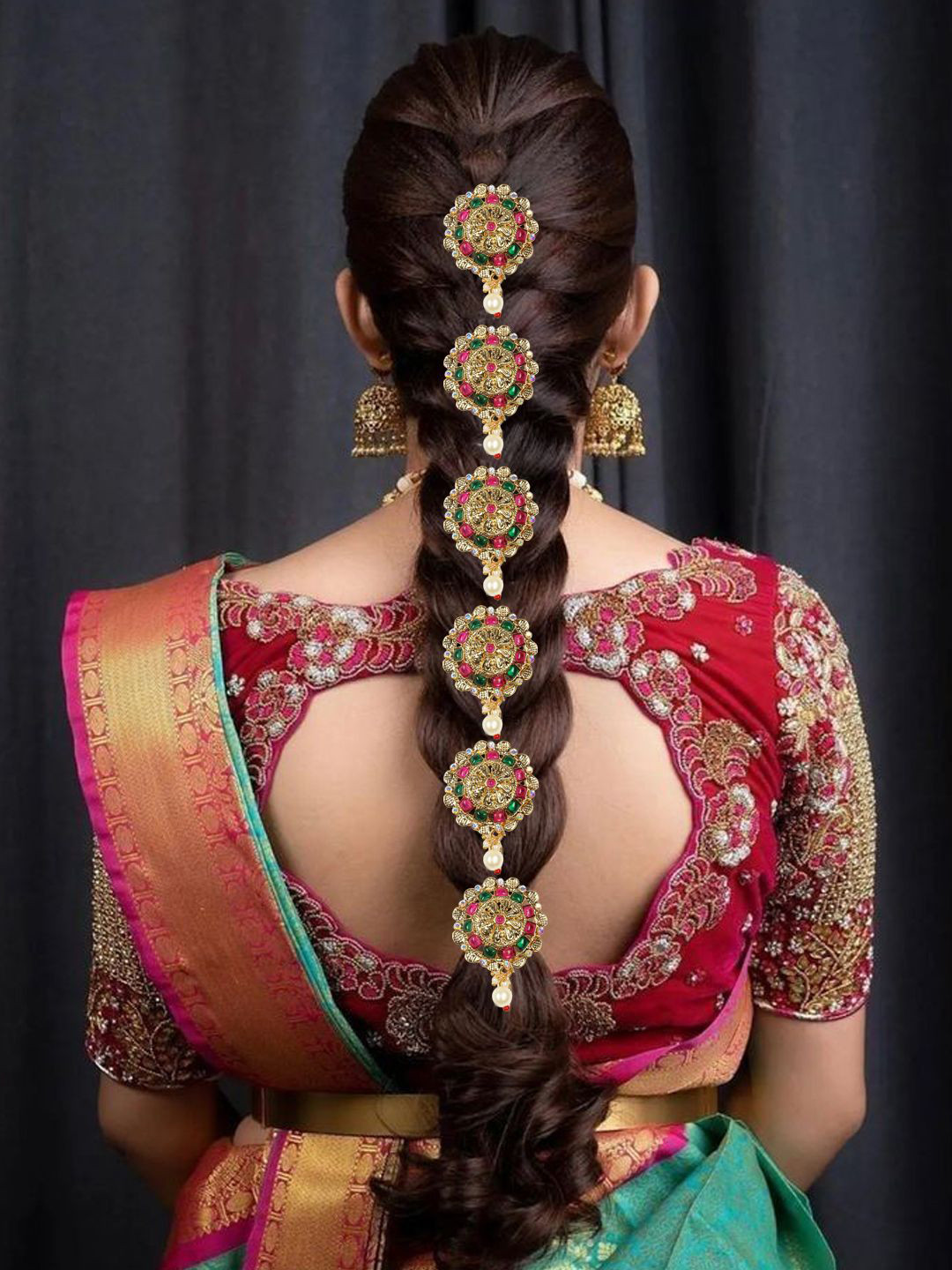 fabula Artificial Stones And Beads Studded Bun Pin Head Jewellery