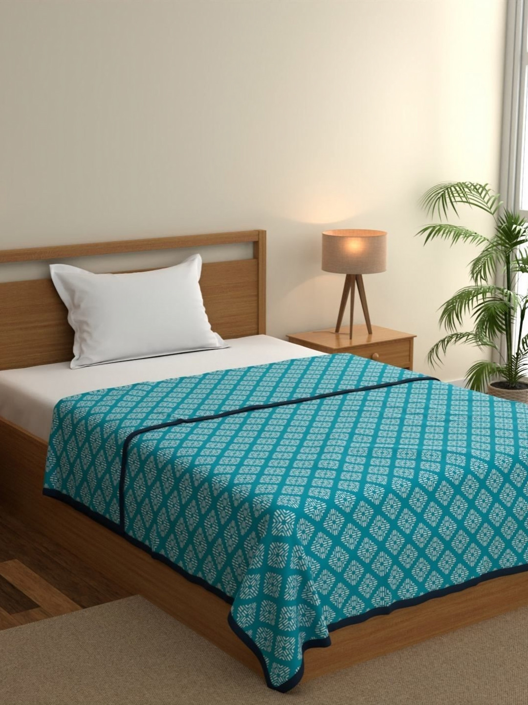 home expressions Ambrosia Turquoise Blue Abstract Printed AC Room 120 GSM Single Bed Dohar
