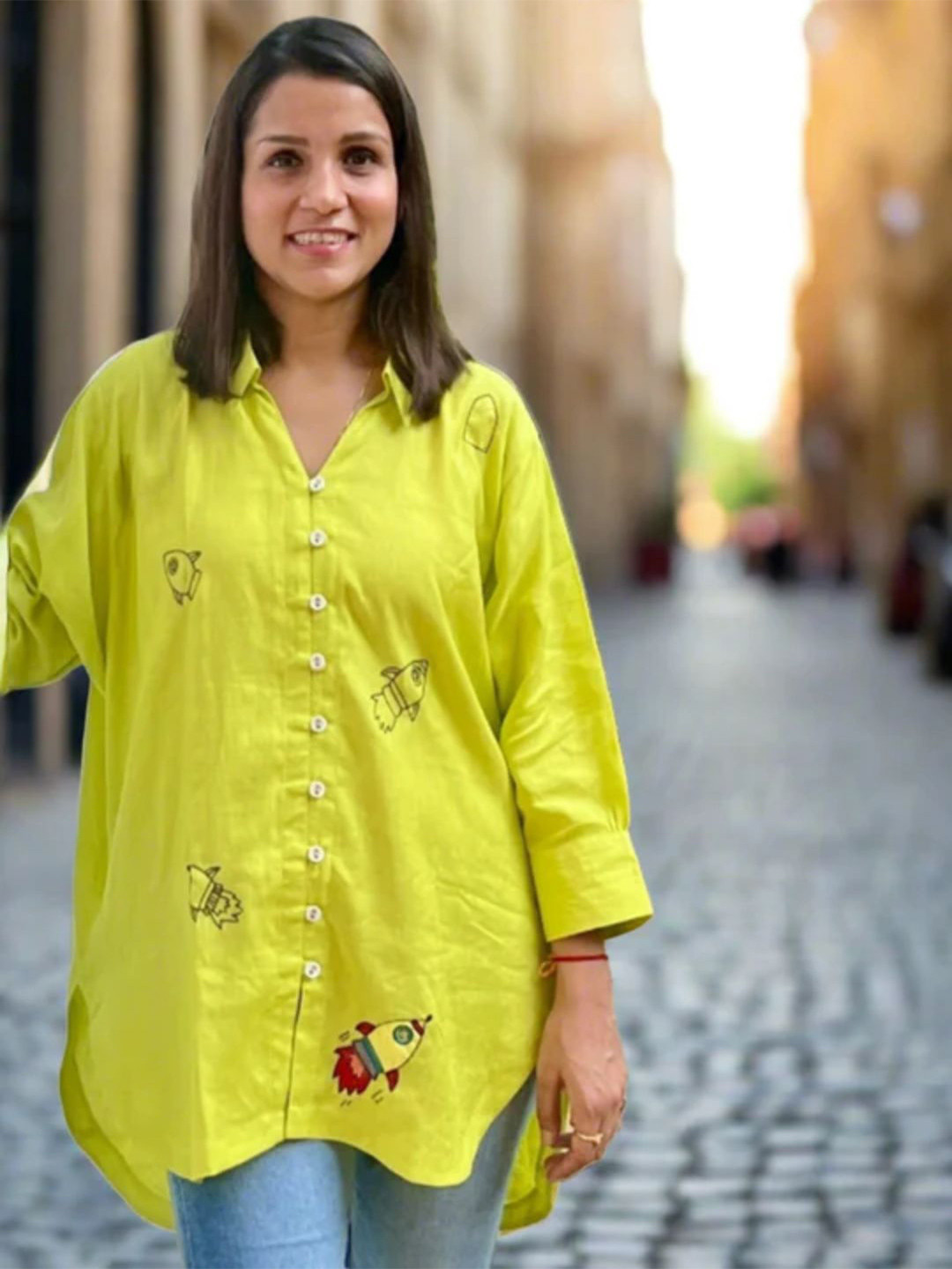 THE HOUSE OF HEMP Women Spread Collar Shirt