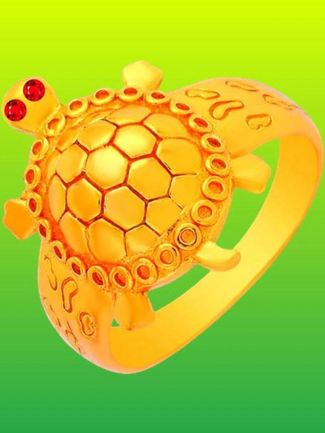 Dynamic Retail Global Tortoise Turtle Kachua Meru Ring for Men Women Boys Girl Vastu Fengshui t-575g Brass Gold Plated Ring ()