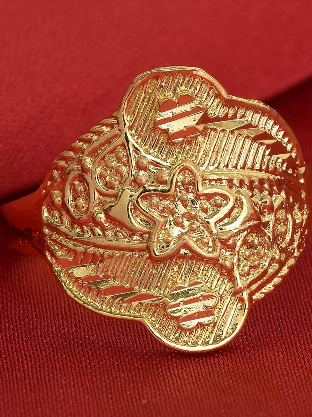 Gold plated Handmade carving Finger ring Women Fashion