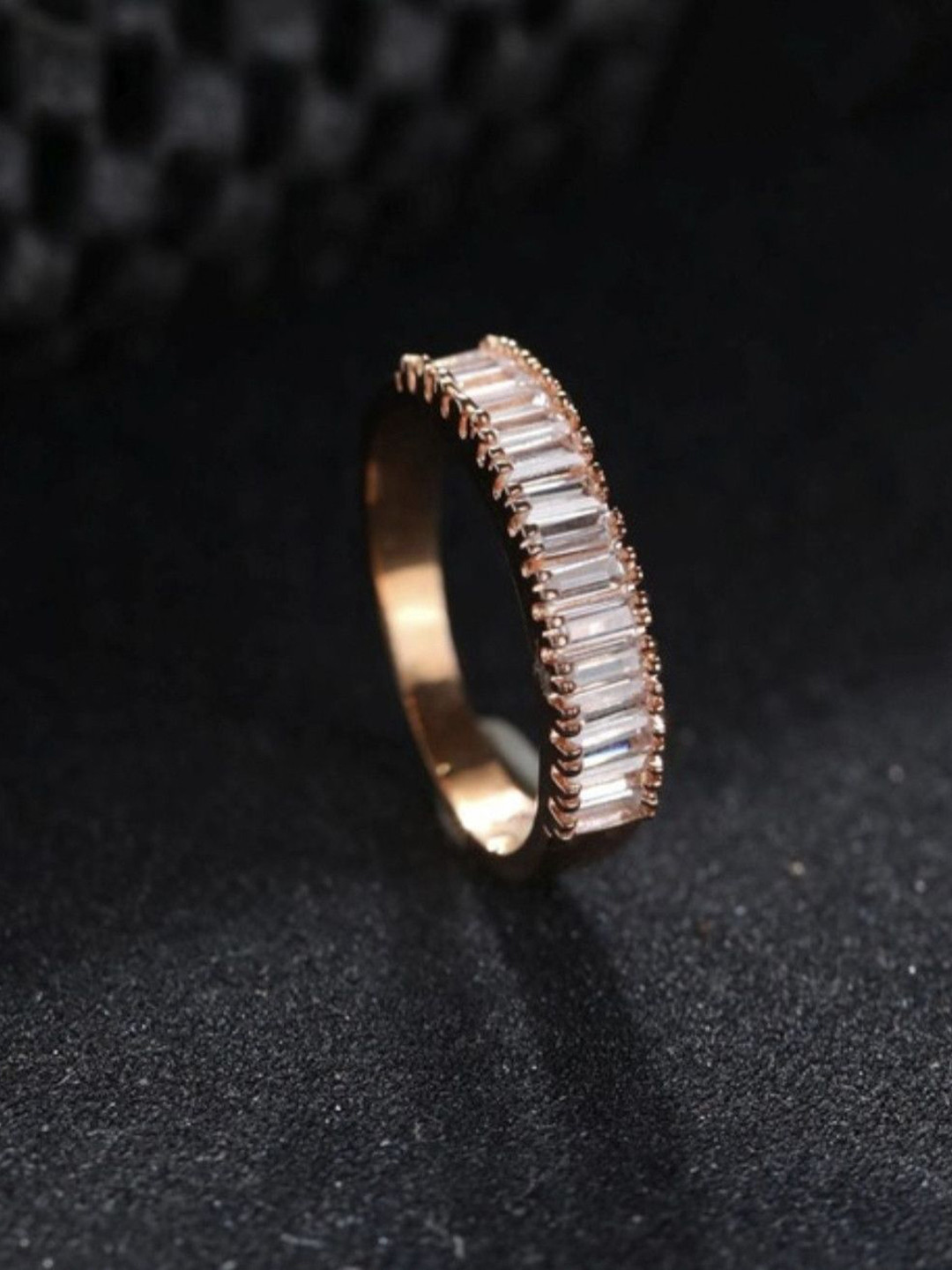 V FASHION JEWELLERY Women 9311 Copper-Plated Cubic Zirconia-Studded Finger Ring