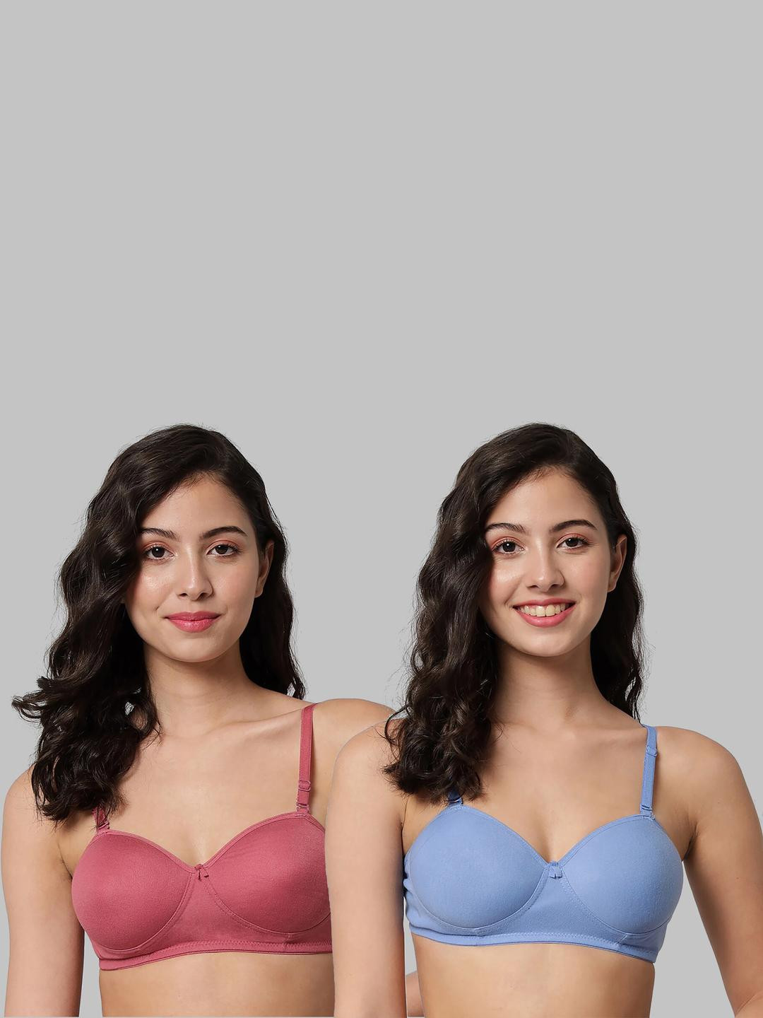 Women Cotton Red,Light Blue Padded Non-Wired Lingerie Bra Sport wear Gym Crop Tank Top