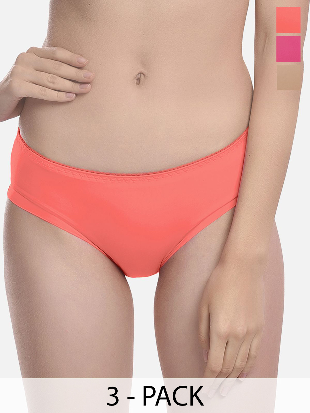 Samvar Pack Of 3 Mid Rise Hipster Briefs A-Joe Panty_P,O,Br_XS