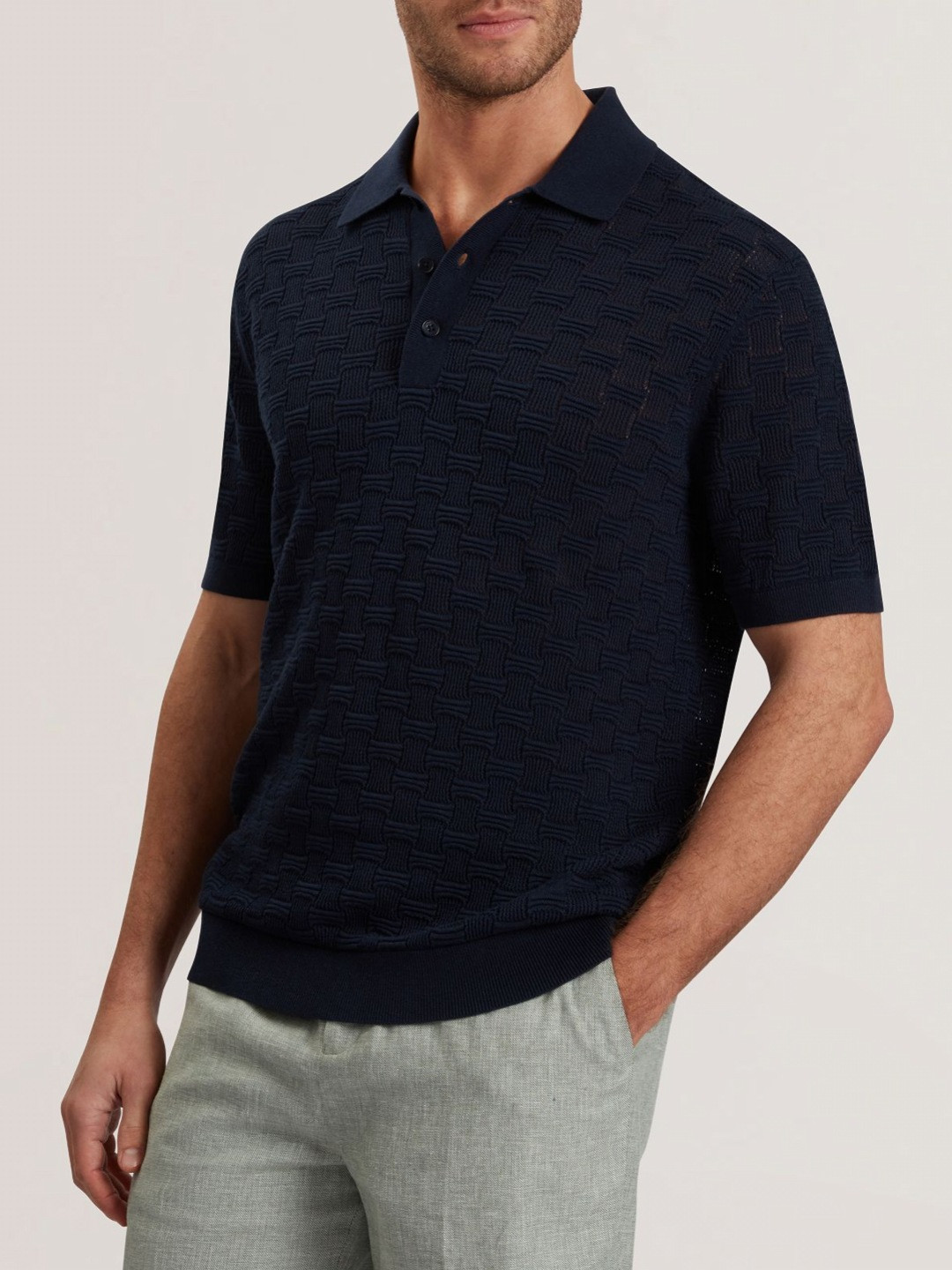 Ted Baker Men Self Design Polo Collar Slim Fit T-shirt