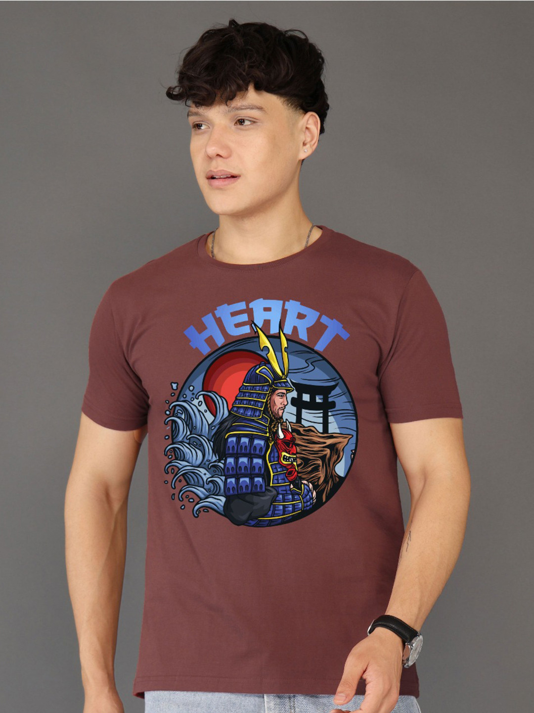 BRAWNY BATTLER Men Anime Printed Regular Fit Pure Cotton T-shirt