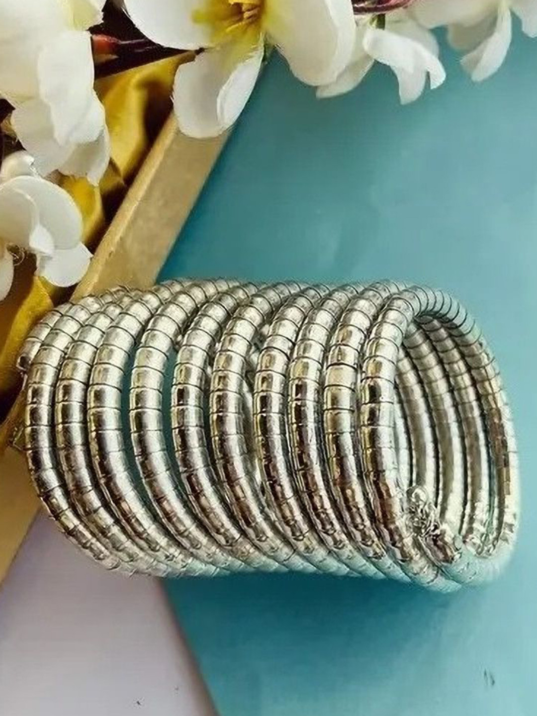Samridhi DC Silver-Toned Spiral Bracelet