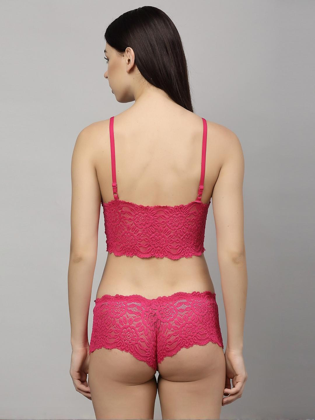 Women Red,Pink,Green Net Bra Panty Set for Lingerie Set Undergarments Pack of 3