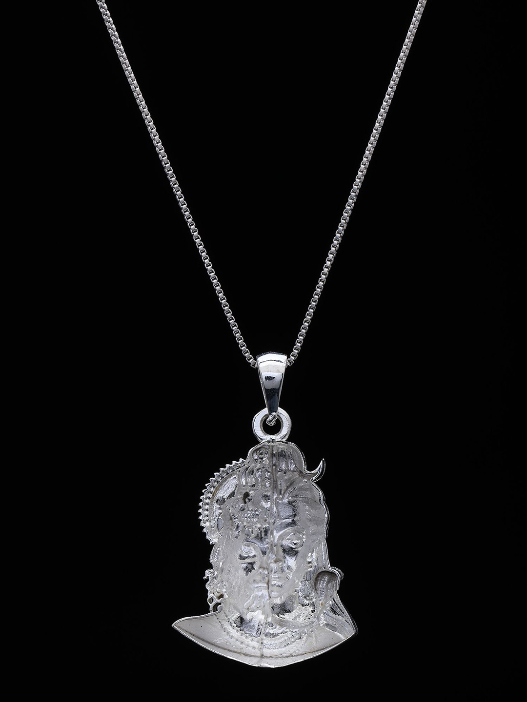 Exotic India Unisex Sterling Silver Shree Lord Shiva and Hanuman Goddess Pendant