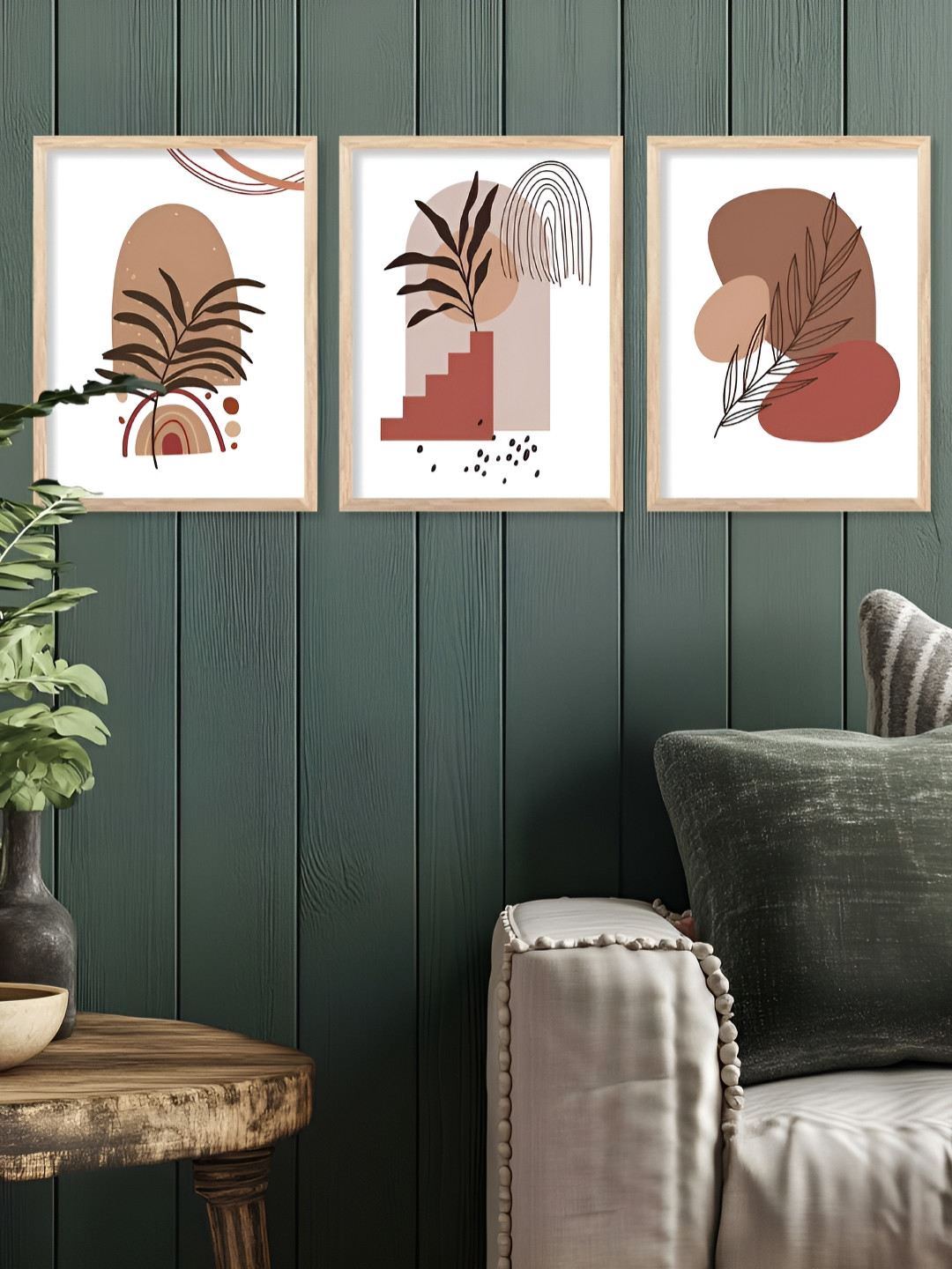 Kotart Brown & Black 3 Pieces Wooden Modern Wall Arts