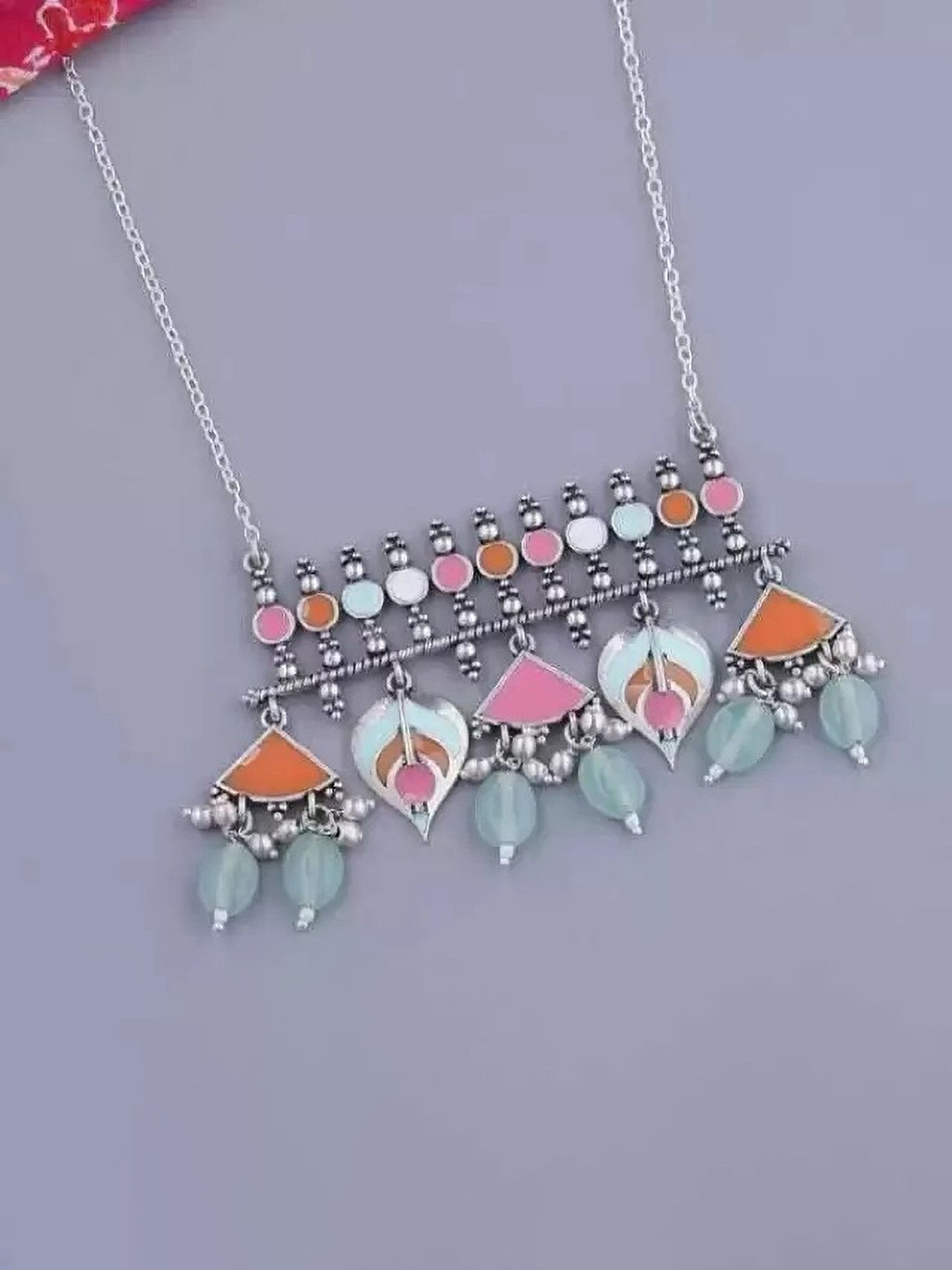 Samridhi DC Oxidised Meenakari Necklace