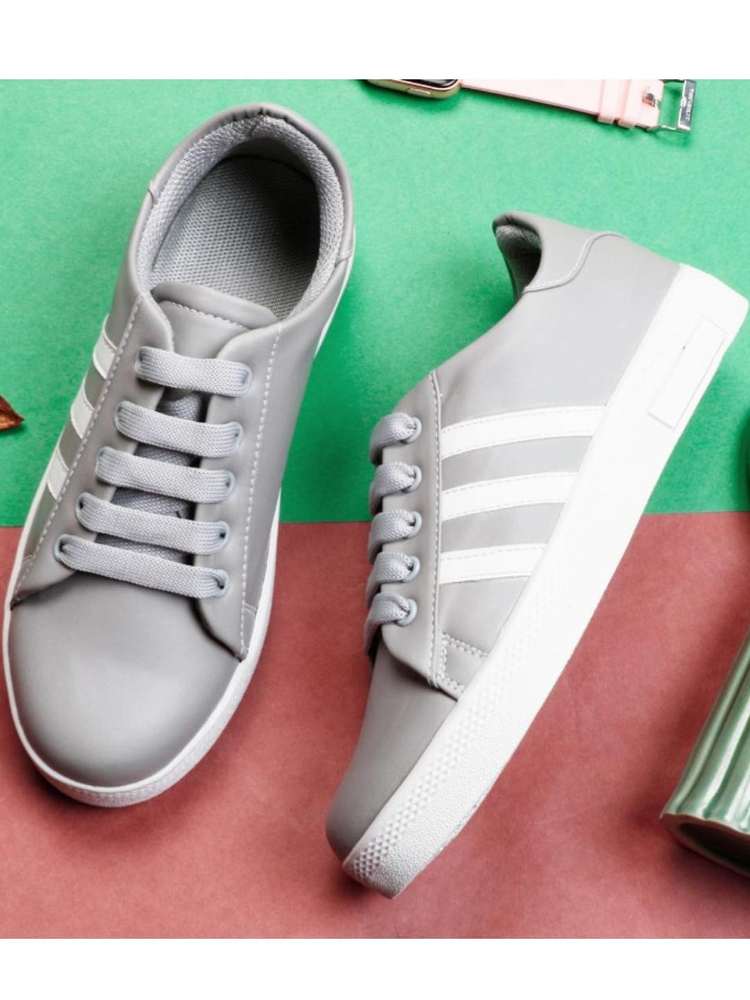 Antox Grey Synthetic Casual Shoes