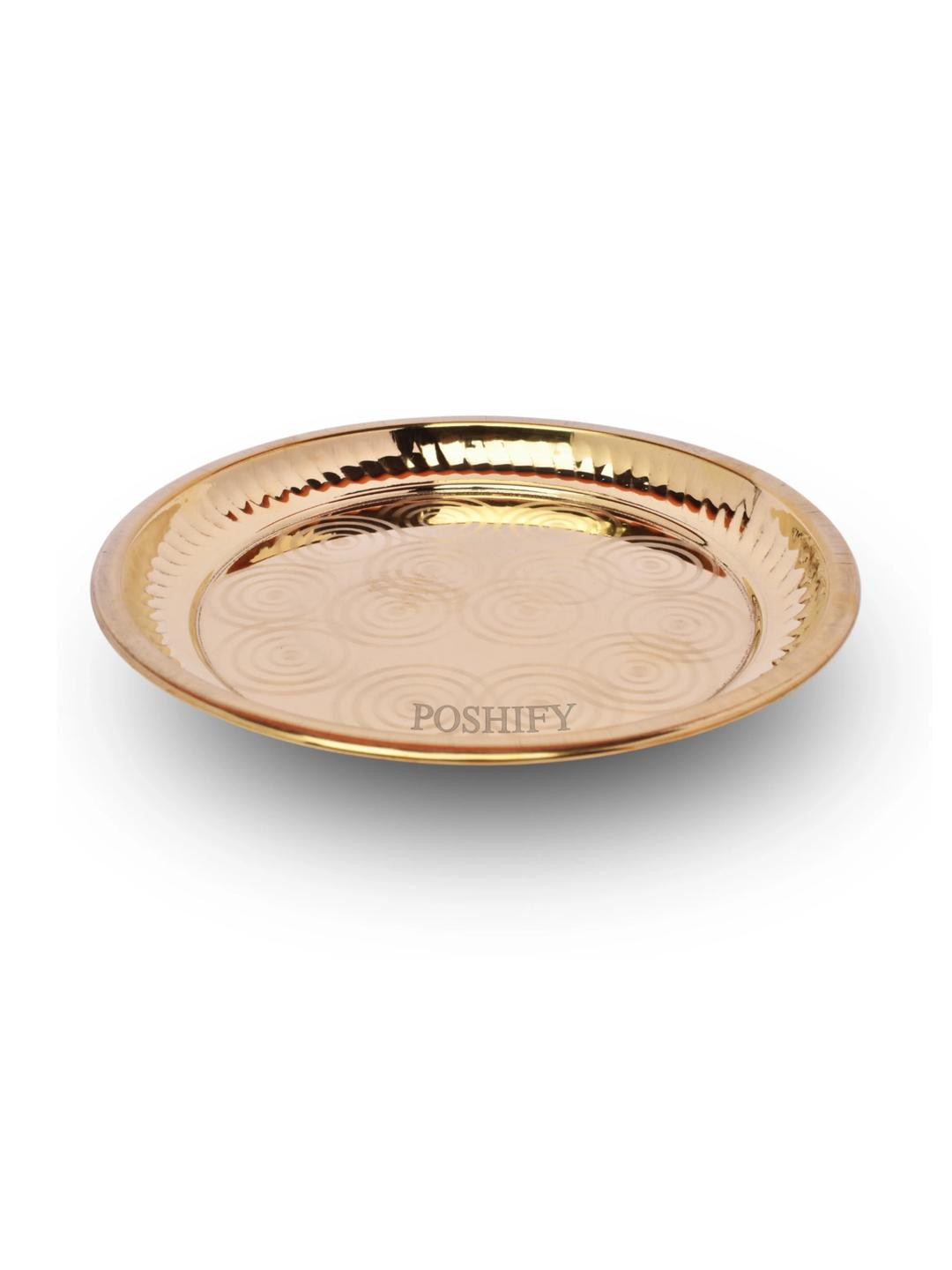 POSHIFY Brass Textured Pooja Plate