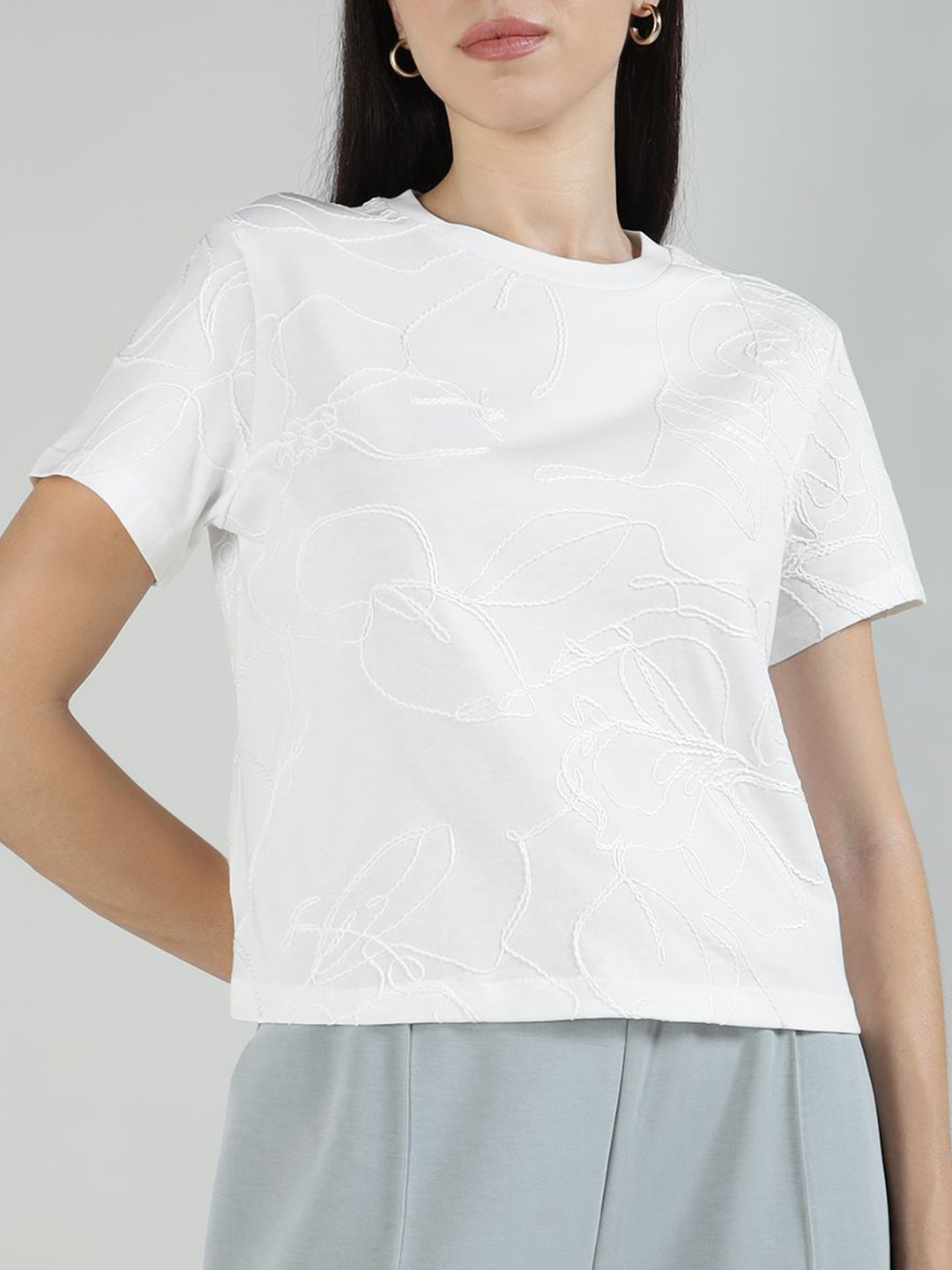 Ted Baker Women  Embroidered Slim Fit Cotton T-shirt