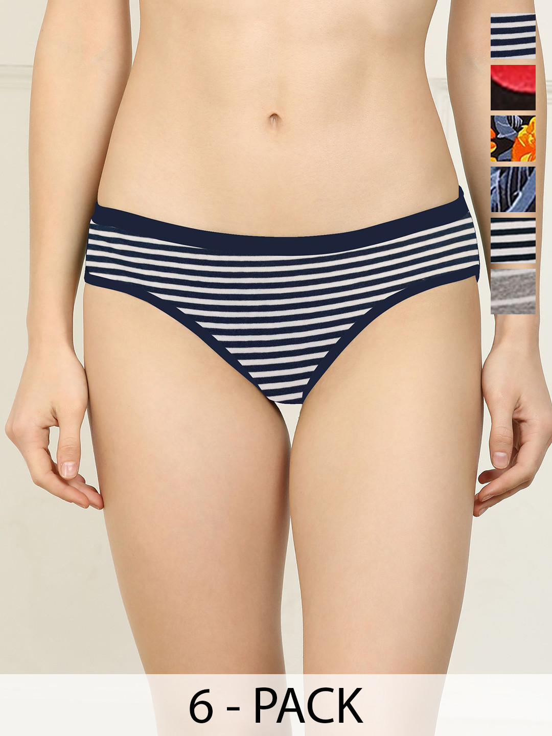 Samvar Pack Of 6 Striped Hipster Briefs SF3-LZR3_S