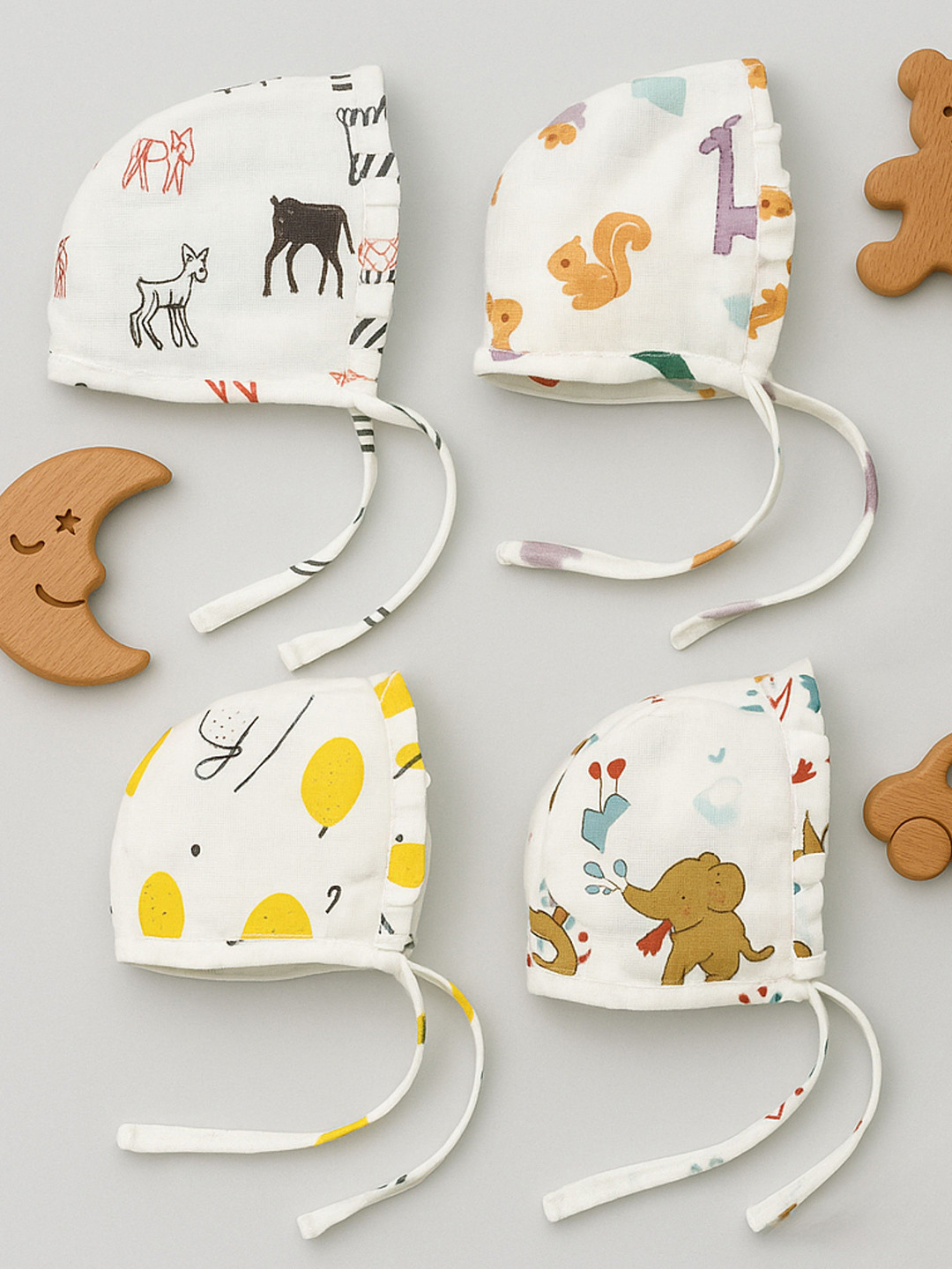 The Boo Boo Club Kids Pack Of 4 Printed Cotton Beanie