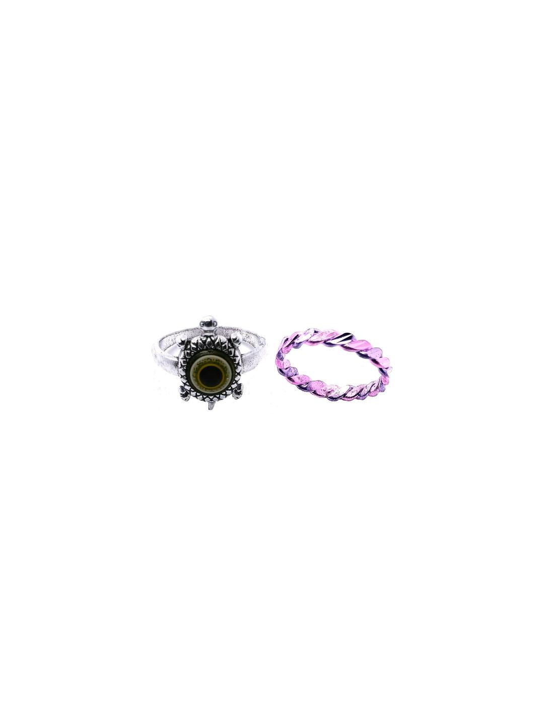 Dynamic Retail Global Set of 2 Rings for Men & Women, Black-Purple Alloy Ring ()