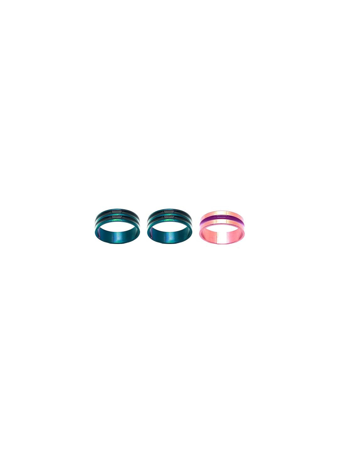 Dynamic Retail Global Set of 3 Rings for Men & Women, Green-Pink Alloy Ring ()