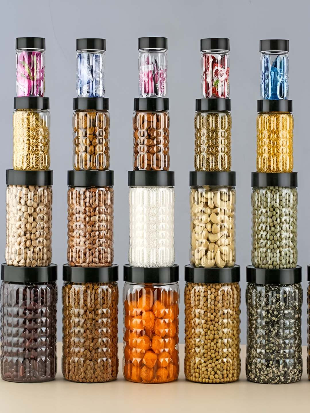 DEEJET Black And Transparent 24 Pieces Air Tight Kitchen Storage Containers