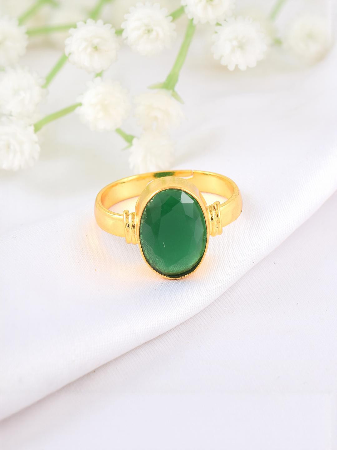 Goldplated Natural Panna Emerald Rashi ratna Astrology Fingerring Men Jewellery Women