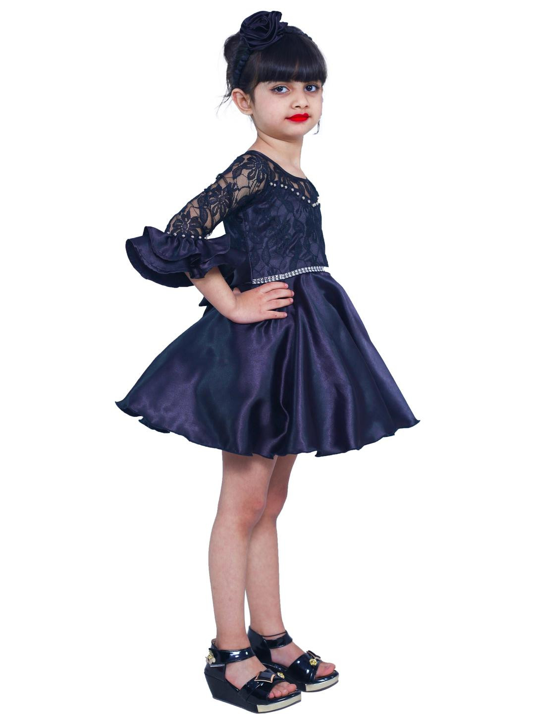 Shahina Fashion Girls Satin Knee Length Wedding Dress