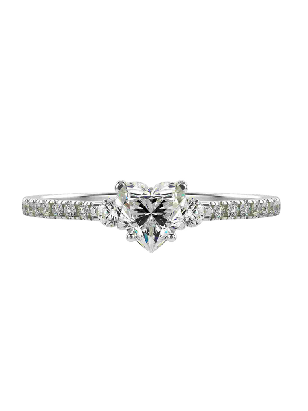 VALANOVA Women Silver Plated with Gold & Certified Lab Grown Diamond 0.76cts Diamond Ring
