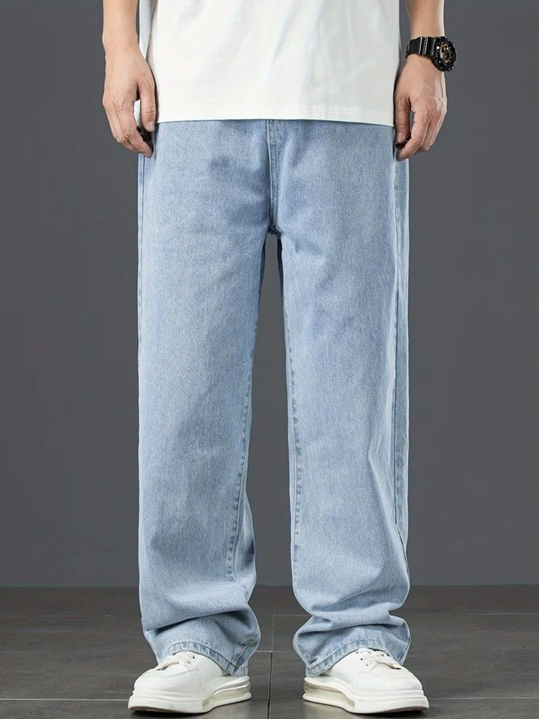 THE BEETEL HOUSE Men Baggy Fit Mid-Rise Clean Look Stretchable Denim Jeans