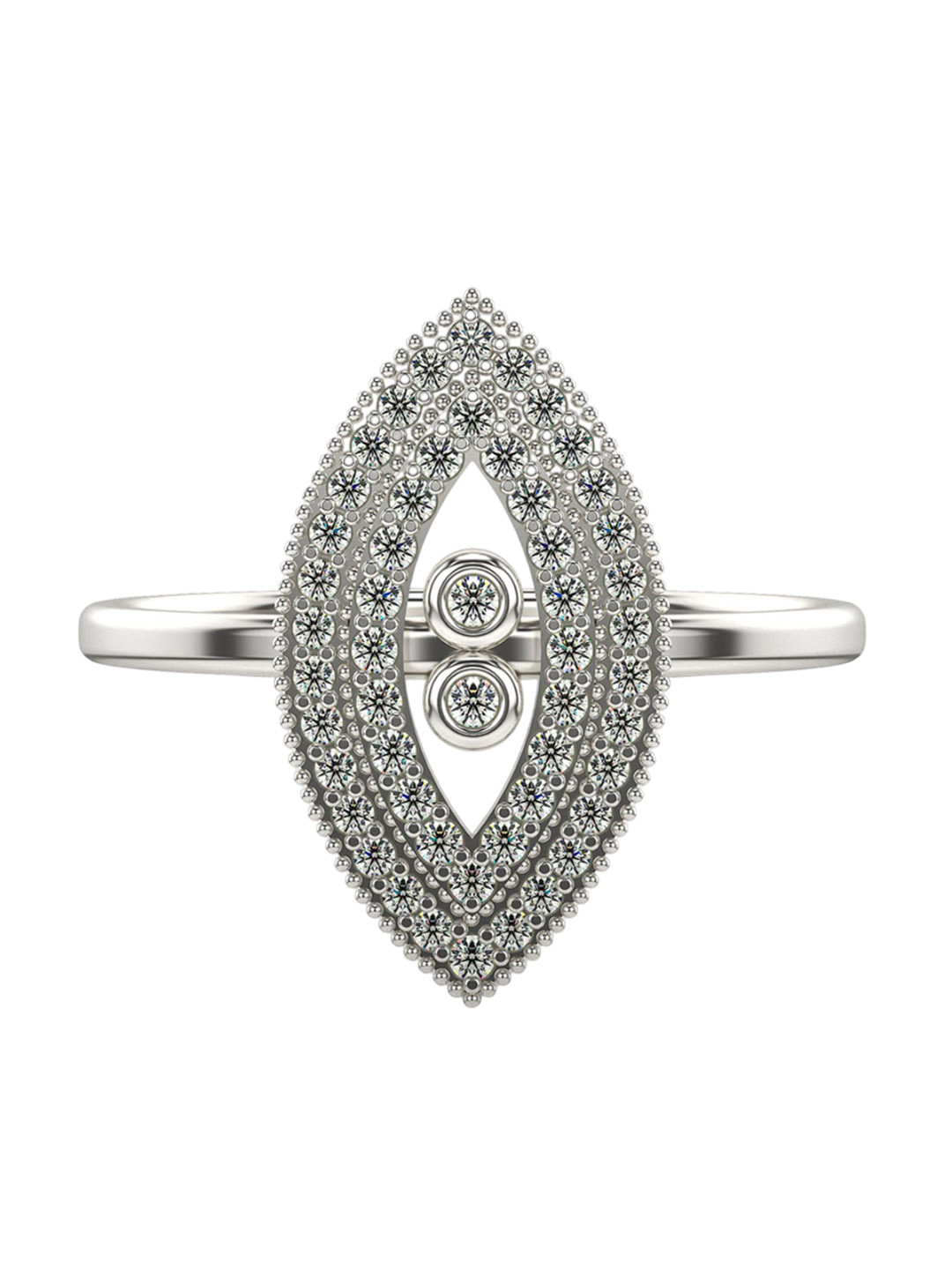 VALANOVA Women Silver Plated with White Gold & Certified Lab Grown Diamond 0.31cts Ring