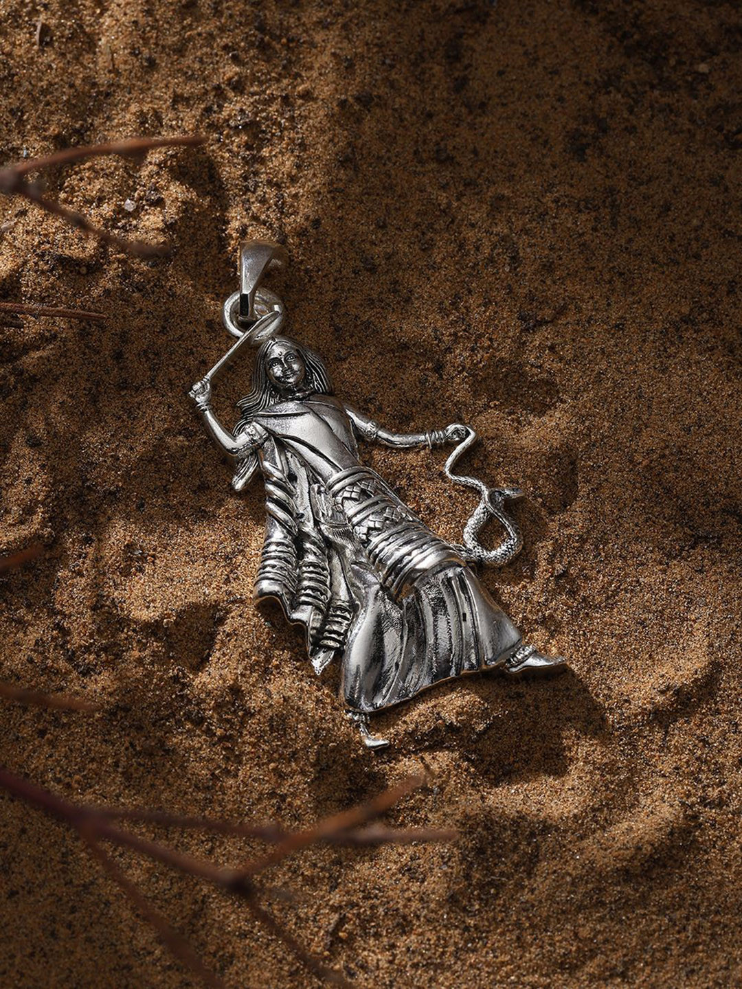 Exotic India Sterling Silver Mogal Maa Pendant