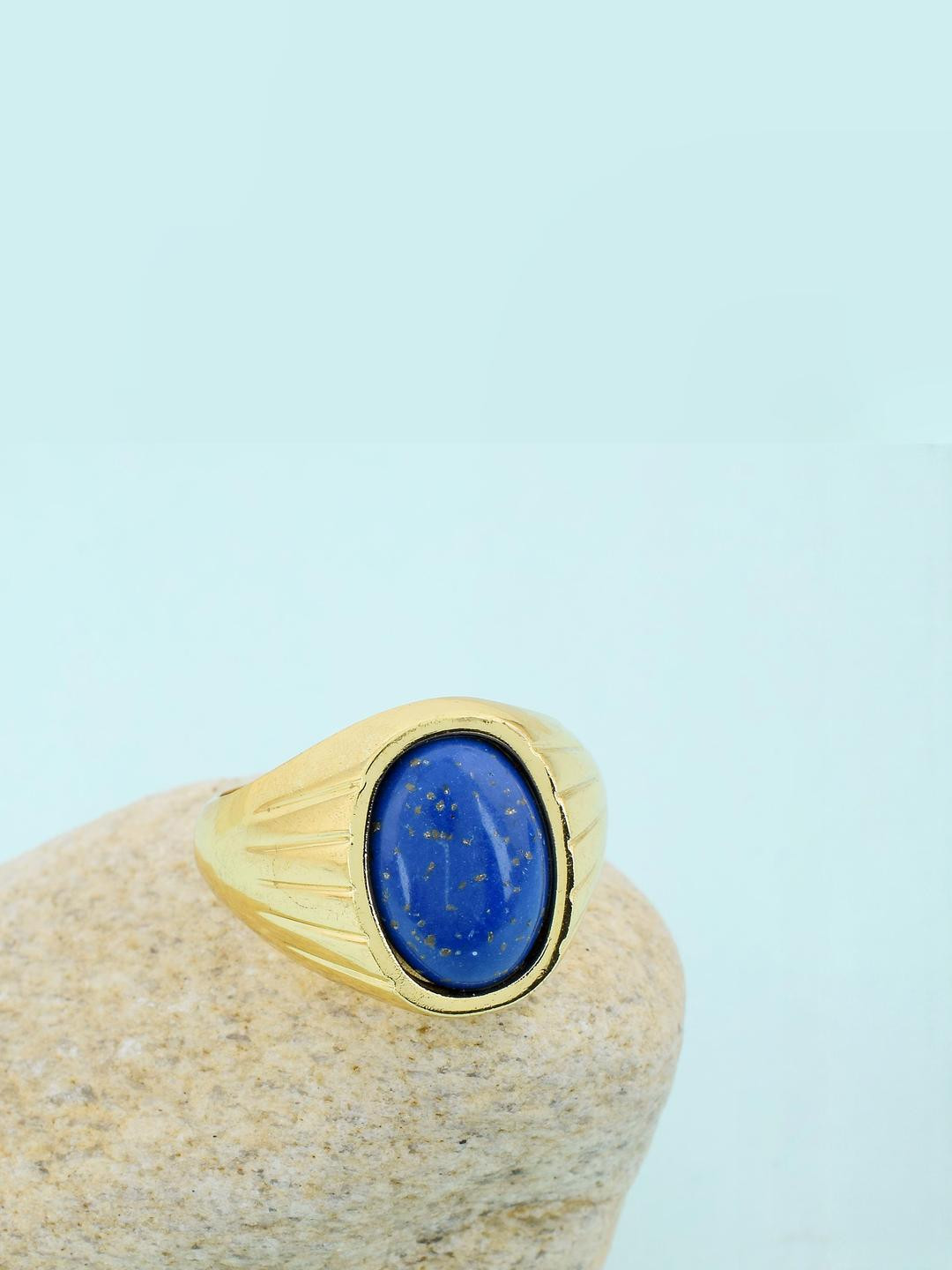 Goldplated Lapis Lazuli Fashion Finger ring Men Women stylish