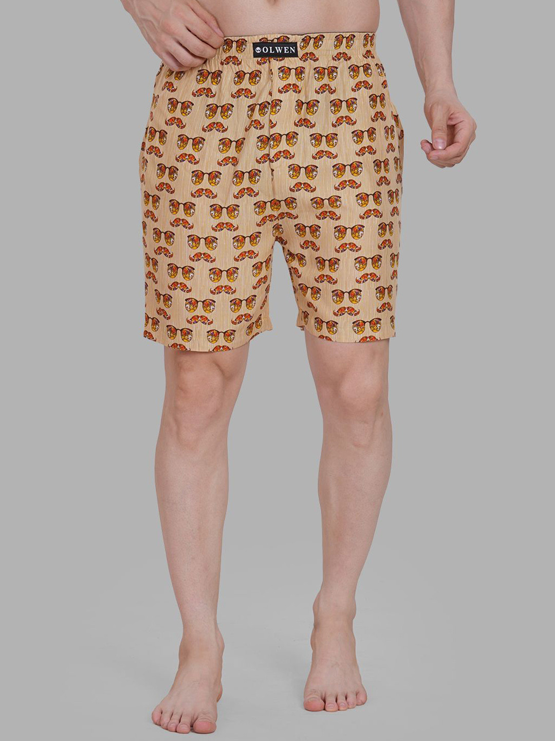 OLWEN Men Printed Cotton Boxer UK02-BOX-PO1-CHAS-S