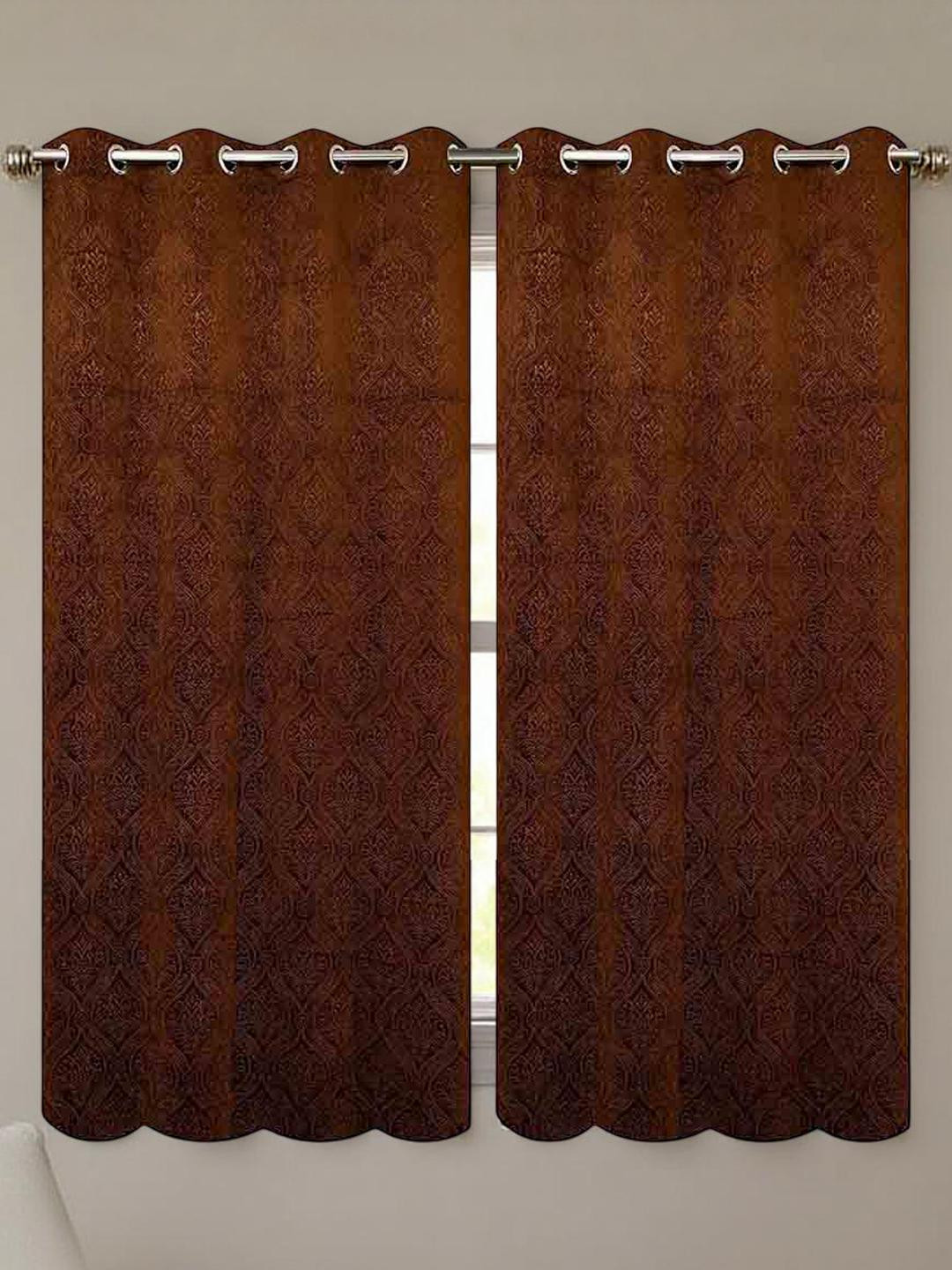 IVAZA Coffee Brown Velvet Window Curtains