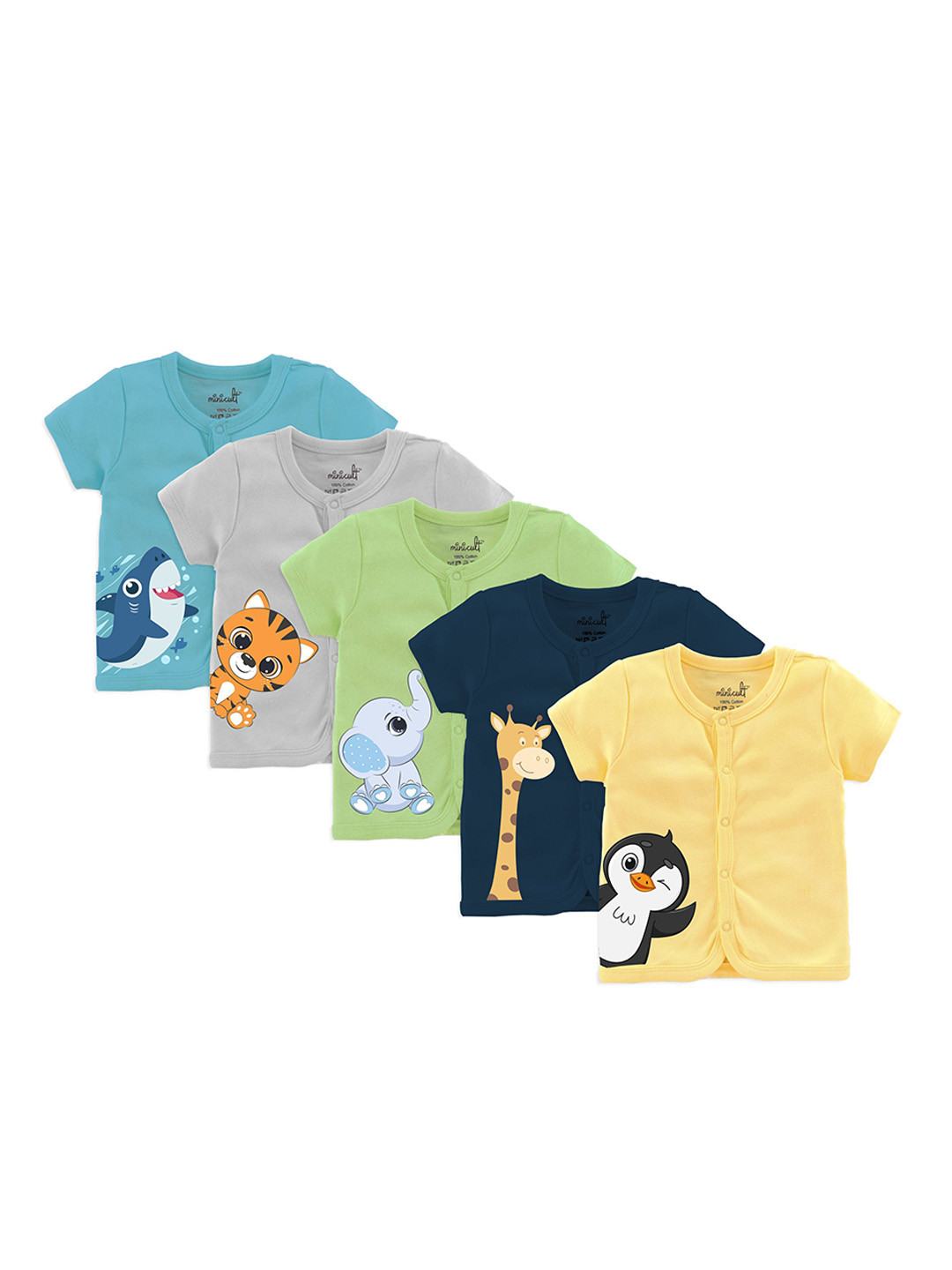 x2o Infants Pack Of 5 Printed Cotton Jhabla