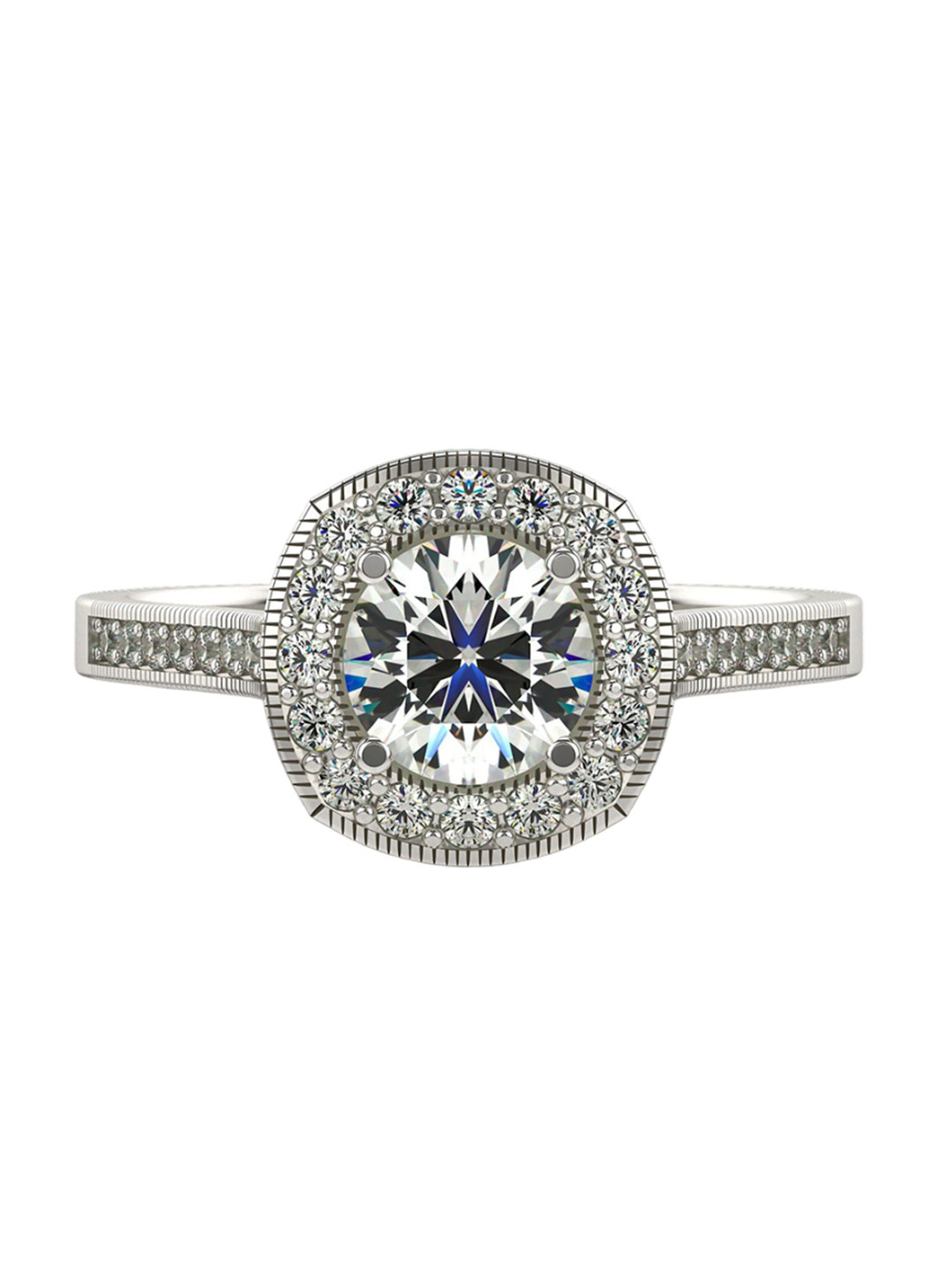 VALANOVA Women 18 Kt Sterling Silver Plated Lab Grown 1.14 cts Diamond Ring 2.72gm